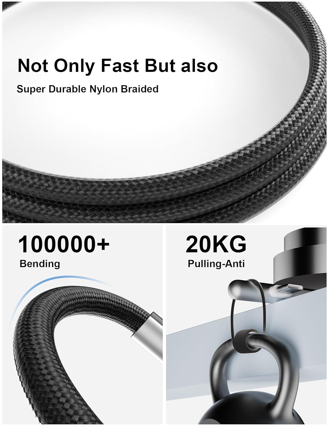 16FT USB C Cable Fast Charging 240W,Extra Long USB C to USB C Cable 16foot Type C Right Angle Charger Data Cord Braided for iPhone 17 16 Pro Max 15/iPad/MacBook Pro Air/Galaxy S26 S25 S24 Ultra,Black - Image 8