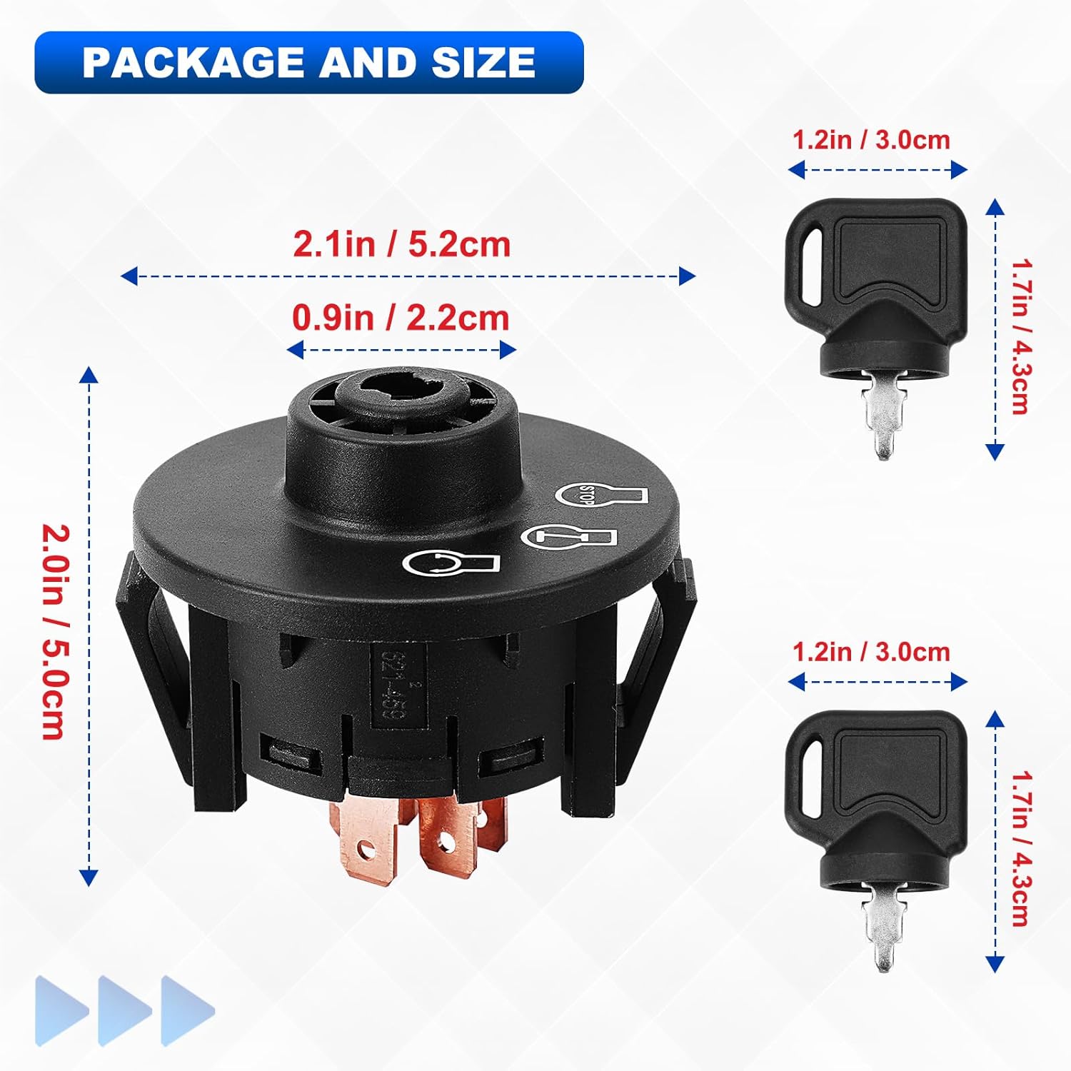Ignition Starter Switch with 2 Keys Compatible with Exmark Lazer Z Quest Next Lazer Z Toro Most Z Master TimeCutter SS & ZS Series Titan Zero-Turn Mowers Replace#117-2221 137-4100 116-0229 430-120 - Image 7