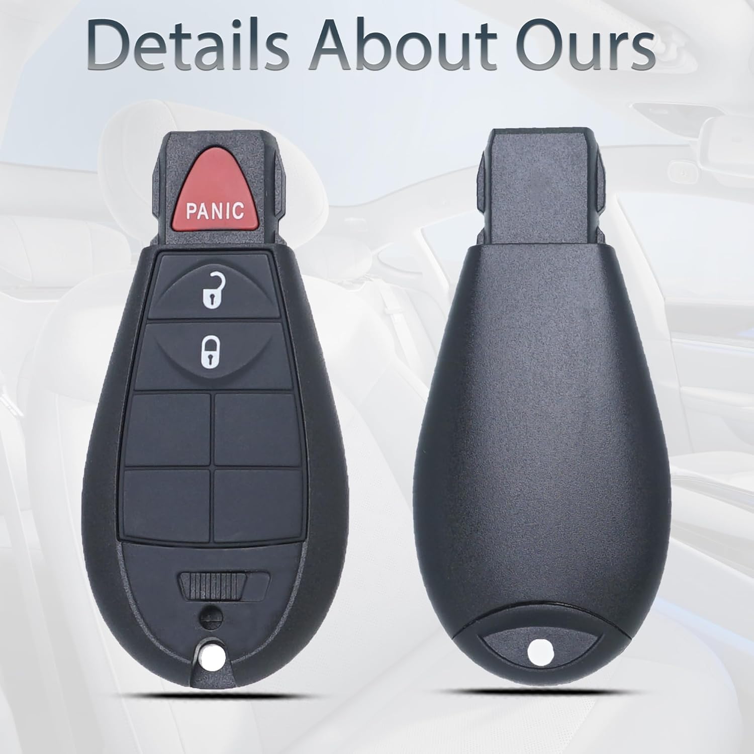 SUPALAND Key Fob Shell Case Replacement Fits for Dodge RAM 1500 2500 3500 Grand Caravan Journey Durango Jeep Grand Cherokee 2010 2011 2012-2017 Keyless Entry Remote Control 3 Button Pad Cover - Image 5
