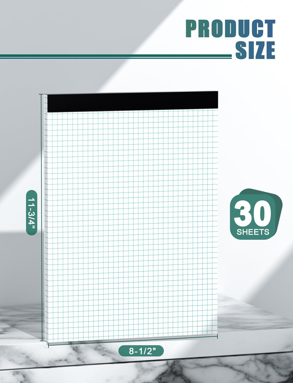 Graph Paper Pads 8.5 x 11, 4x4 Graph Ruled, 6 Pack 1/4 Graph Paper Notebooks, Grid Paper Pad Notebook 8-1/2" x 11" Graphing Paper, Perforated Quadrille Pad, 70GSM White Graft Paper Pads, 30 Sheets/Pad - Image 2