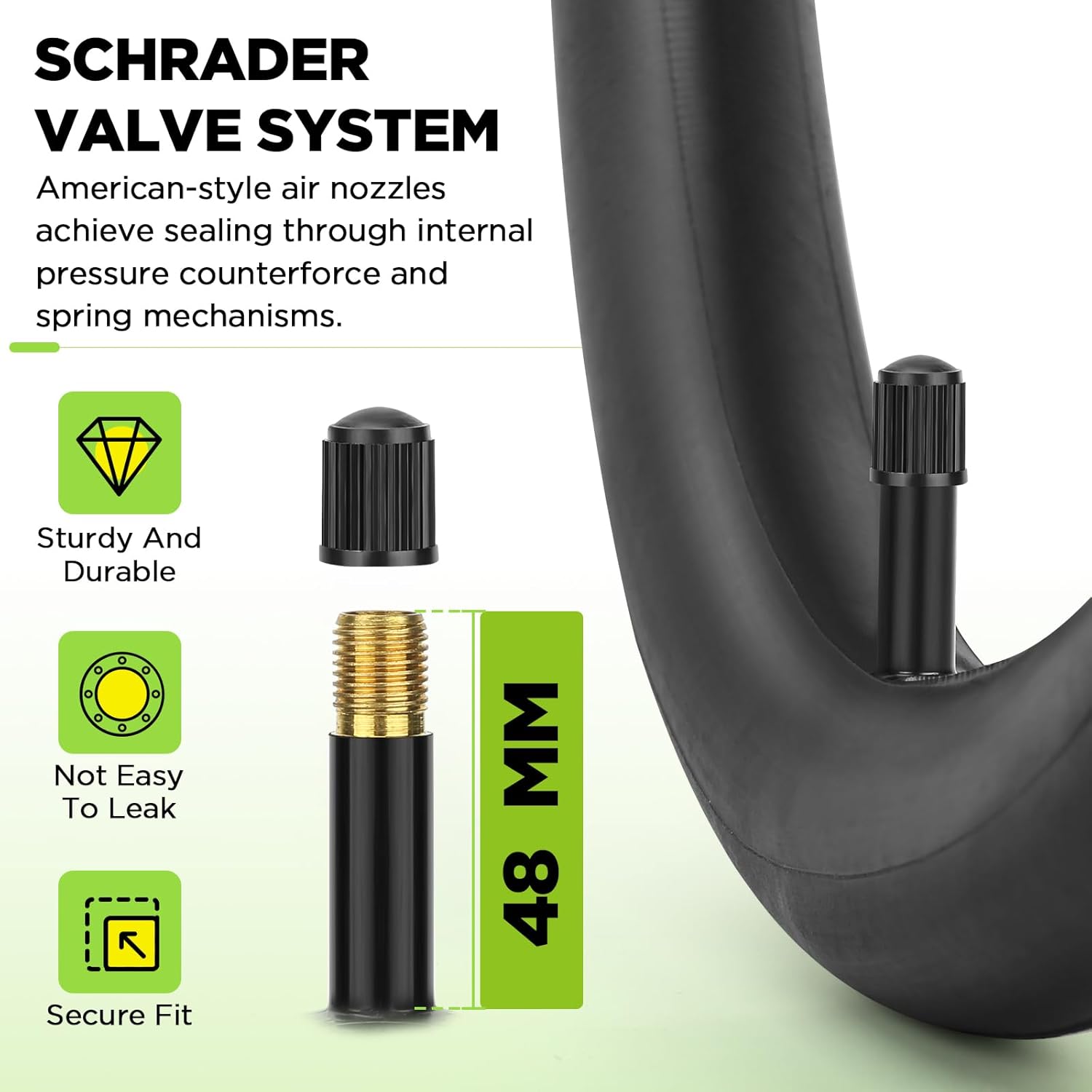 2 Pack 26x1.75/2.125 Bike Tire Tube, 26x1.75 26x1.95 26x2.10 26x2.125 with 48mm Schrader Valve, Butyl Bike Tube 26 x 1.95 with 2PCS Levers, for MTB and Cruisers, City Bikes, Road Bikes - Image 3