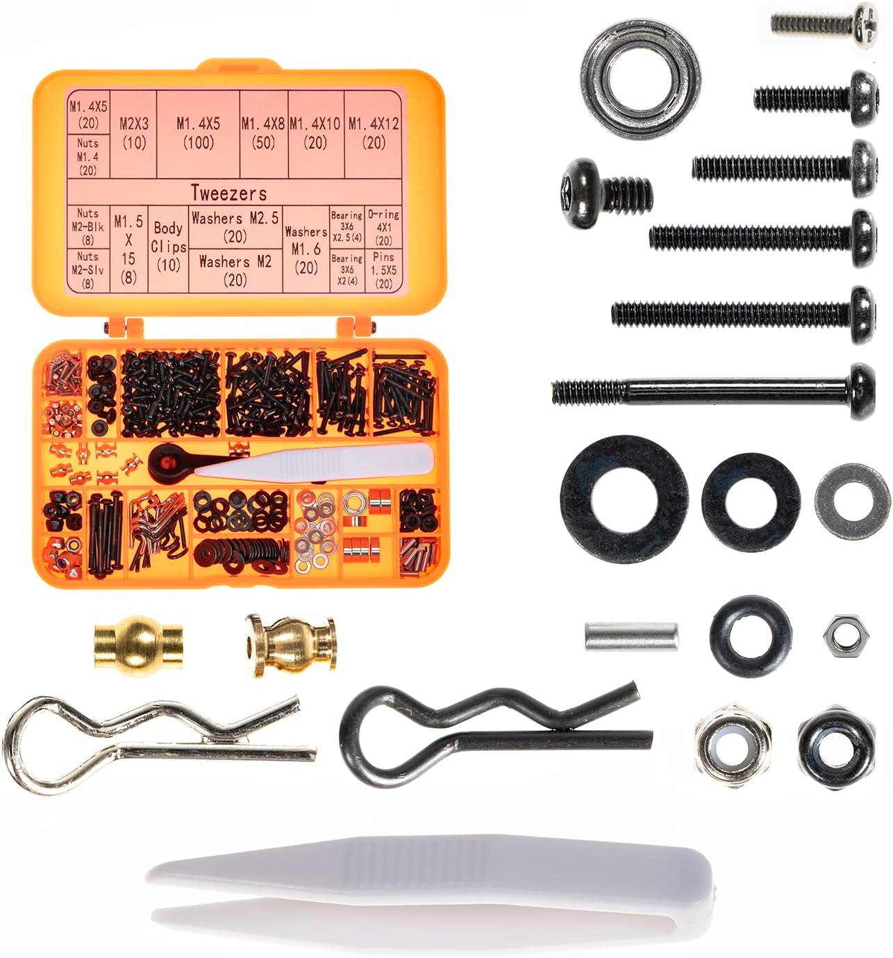Button Head Screws Kit for SCX24 AX24 RC Car, 372Pcs, Hardened Steel Grade 12.9 Screws, Bearing & Screws Set with Box for 1/24 RC Crawler Car Axial SCX24 C10 Deadbolt JLU Gladiator Bronco