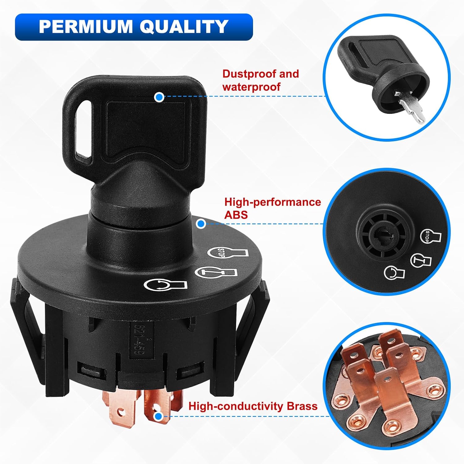 Ignition Starter Switch with 2 Keys Compatible with Exmark Lazer Z Quest Next Lazer Z Toro Most Z Master TimeCutter SS & ZS Series Titan Zero-Turn Mowers Replace#117-2221 137-4100 116-0229 430-120 - Image 5