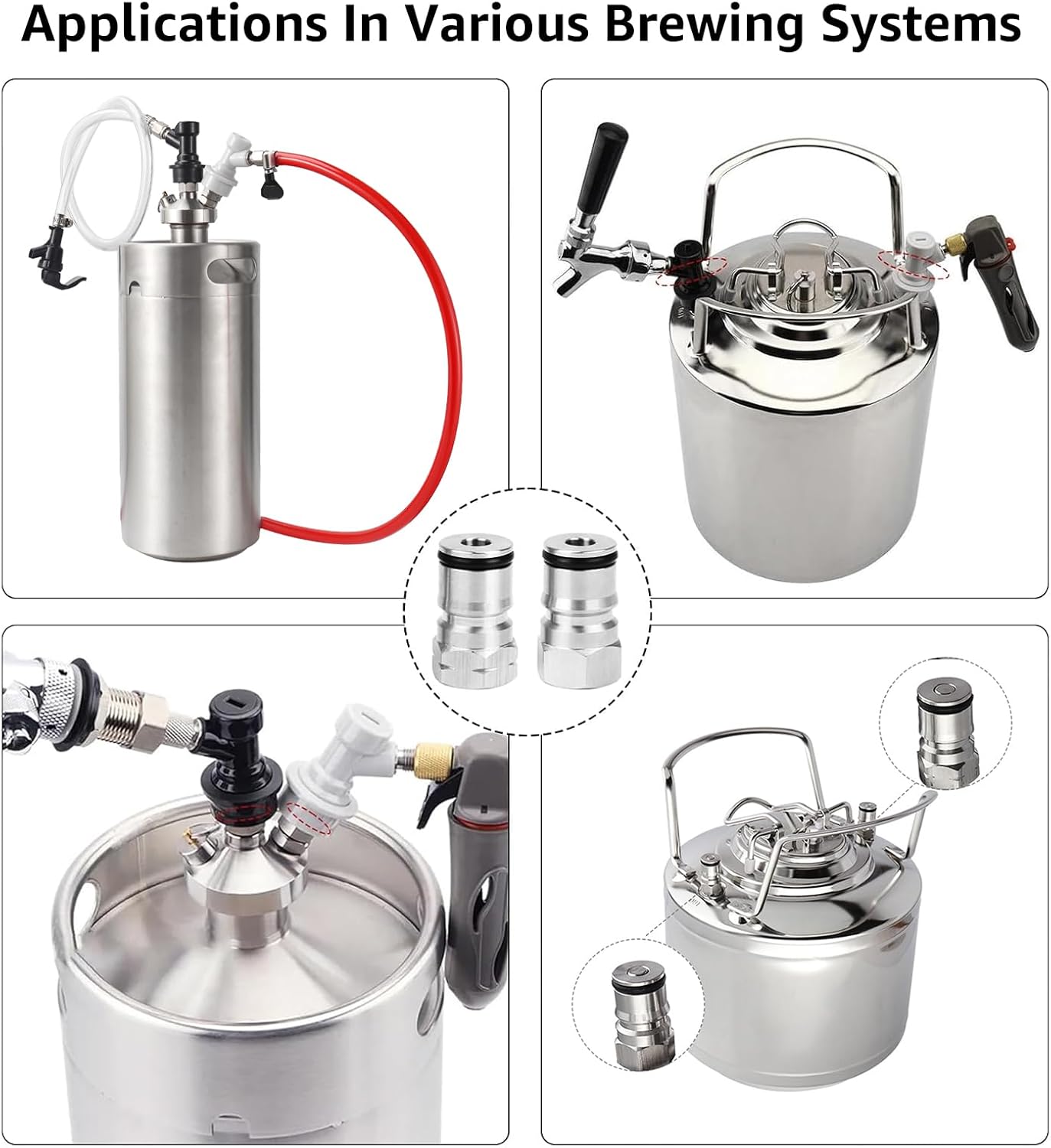 2 Packs Ball Lock Keg Posts for Cornelius Keg Stainless Corny Keg Post 19/32-18 Female Thread Gas Post Keg Liquid Post Replacement O-Rings Ball Lock Keg Fittings (Post & Poppet &Spring) - Image 2