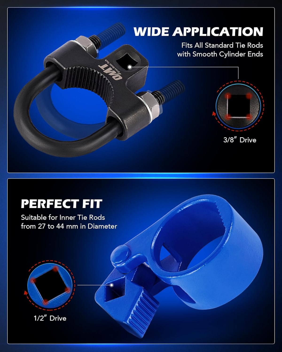 Orion Motor Tech Inner Tie Rod End Tool & Ball Joint Separator Set, 2-in-1 Tie Rod Removal Tool & Ball Joint Spread Tool Set, Ball Joint Removing Tool with 1/2" Drive Socket 3/8" Drive Tie Rod Clamp - Image 3