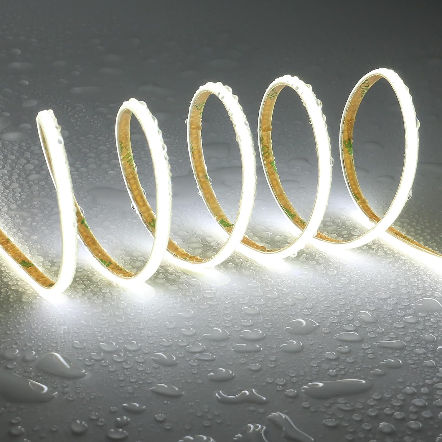 TOPAI 12V Thin 5mm COB LED Strip Waterproof 6000K Cool White 16.4ft Bright 4000Lm CRI>90 Uniform Dotless 400LEDs/M Self Adhesive Flexible Cuttable for DIY, Bedroom, Under Cabinet Lighting