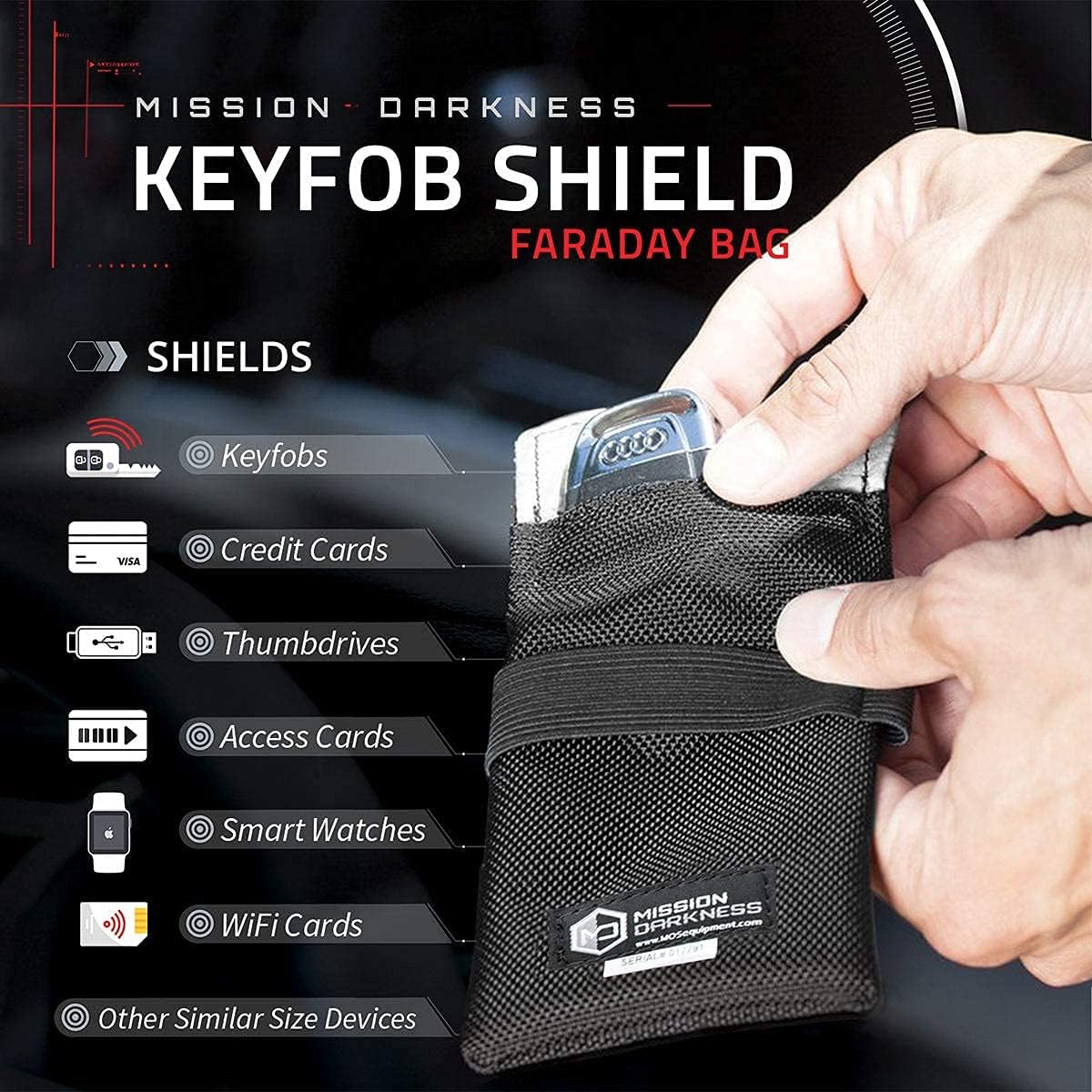 Mission Darkness Faraday Bag for Keyfobs (2-Pack) // RF Shielding Protective Case for Smart Always On Keys Fobs Transmitters Small Electronics Vehicle Security Anti-Hacking Block Signal Relay - Image 5