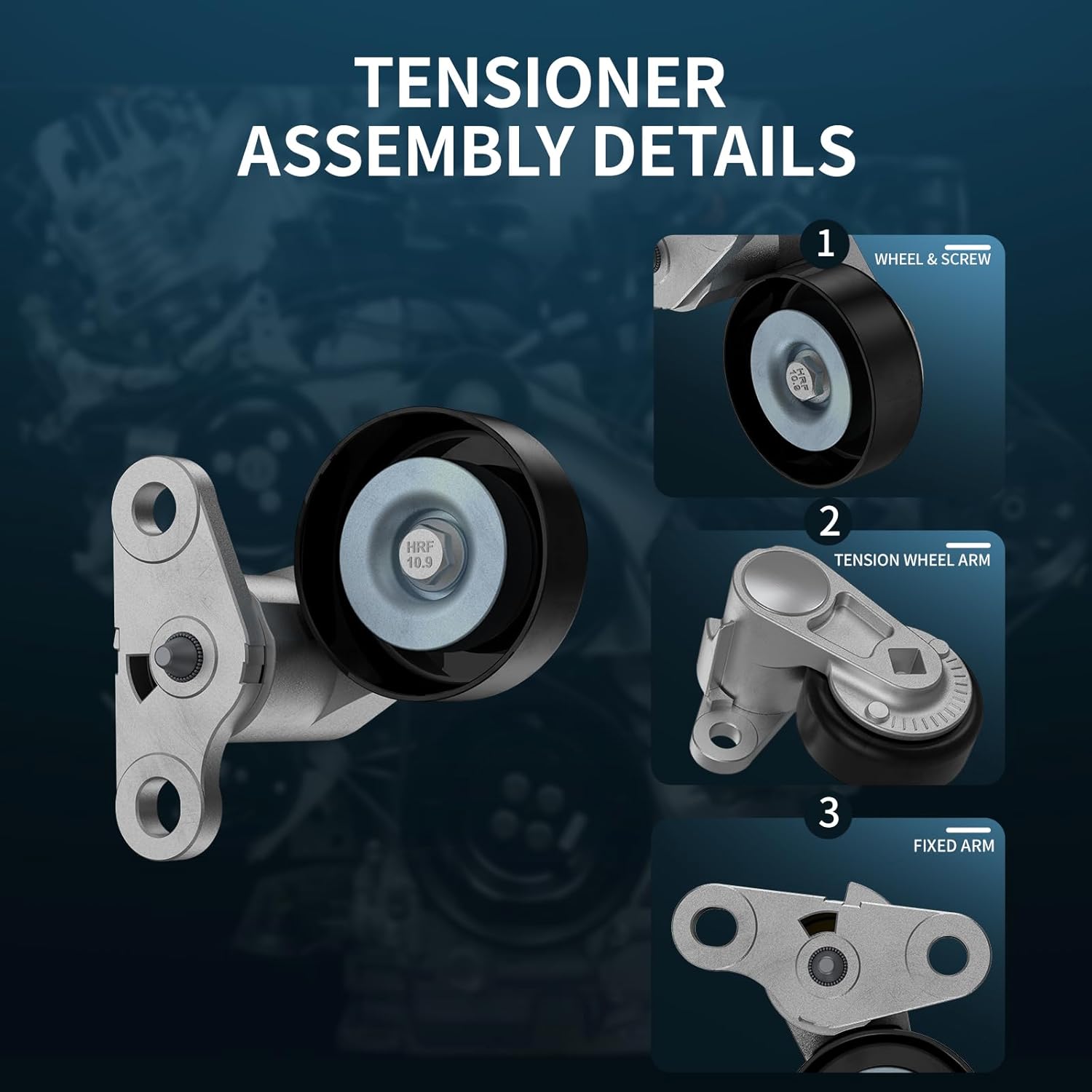 38159 A/C Belt and Tensioner Kit Compatible with Gmc Yukon 2000-2008, Sierra 1999-2008, Chevy Tahoe 2000-2008 Avalanche 2002-2008 Silverado 1999-2008, Replaces#90K-38159 - Image 4