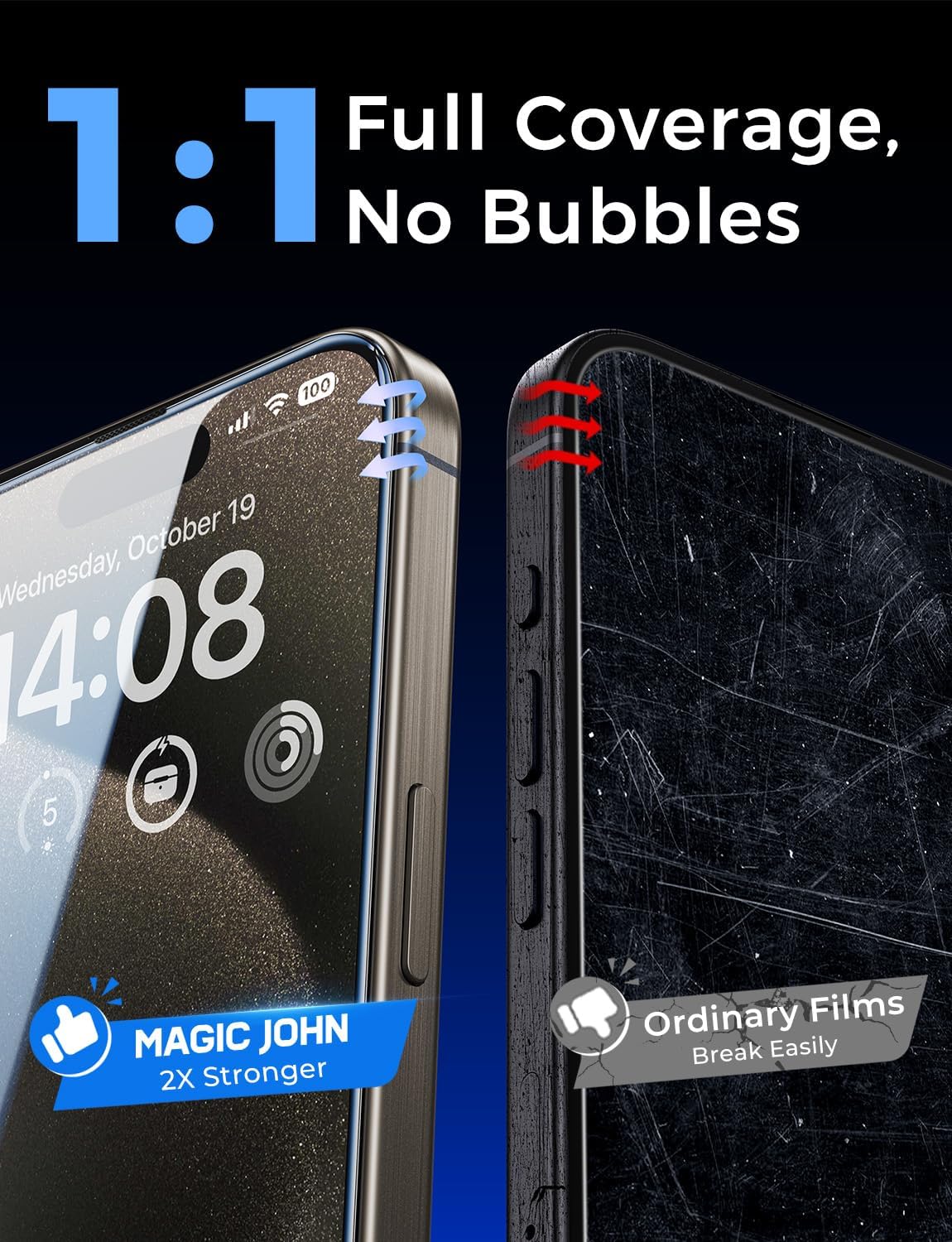 MAGIC JOHN 2 Pack for iPhone 15 Pro Max 6.7 inch Tempered Glass Screen Protector, Auto Dust-Elimination Installation, Bubble Free, Dynamic Island Compatible, HD Clear, Easy Installation - Image 7