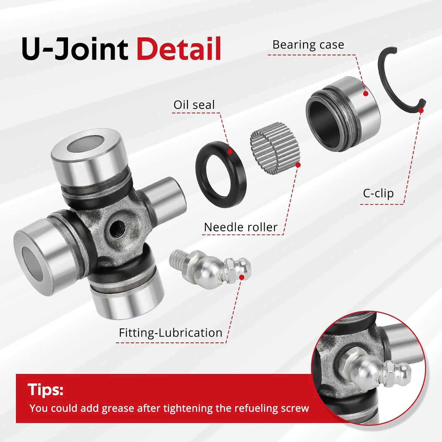 JAVIK Front Prop Shaft Yoke & U-Joint (2 Side) for Polaris Ranger 400 500 570 700 800 900 1000 Diesel HST ETX - Image 4
