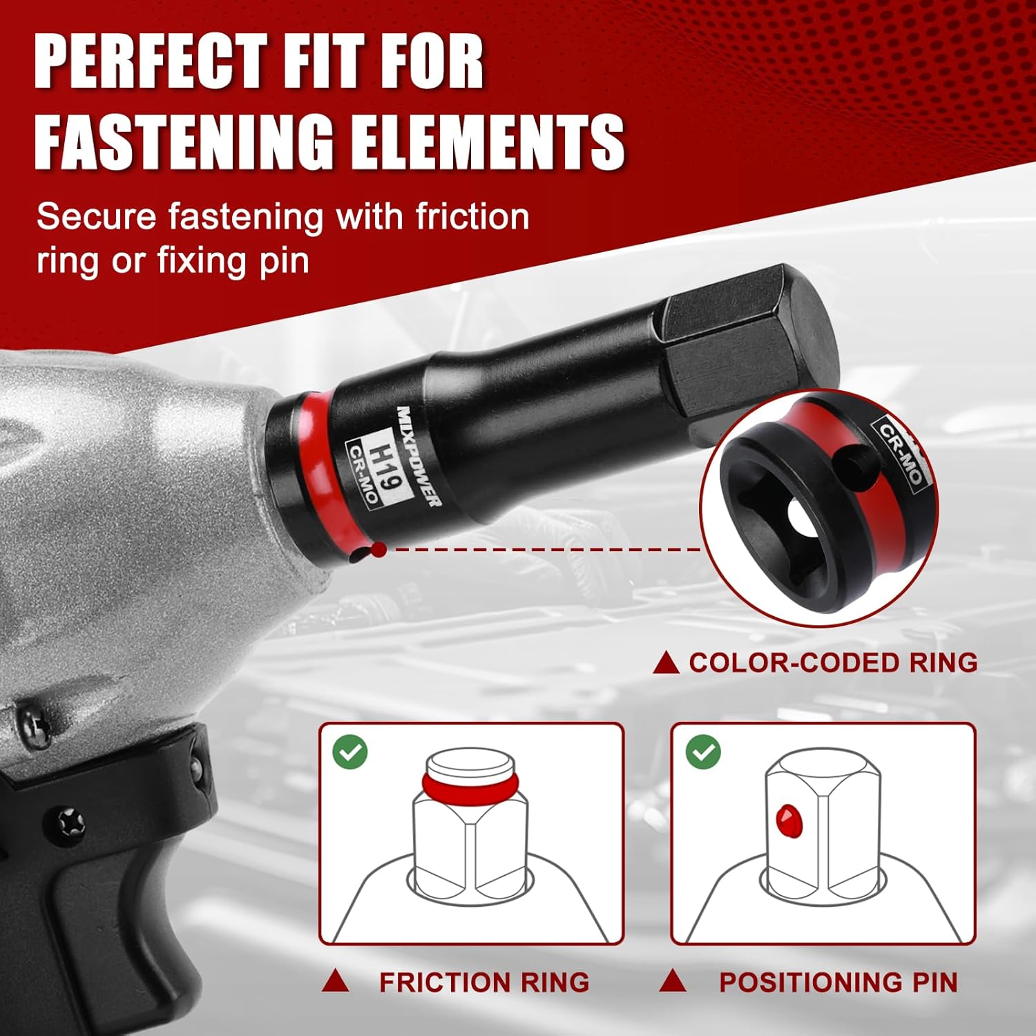 MIXPOWER 1/2" Drive 19mm Hex Impact Bit Socket, Allen Bit Socket, CR-MO Steel, Master Impact Hex Driver - Image 5