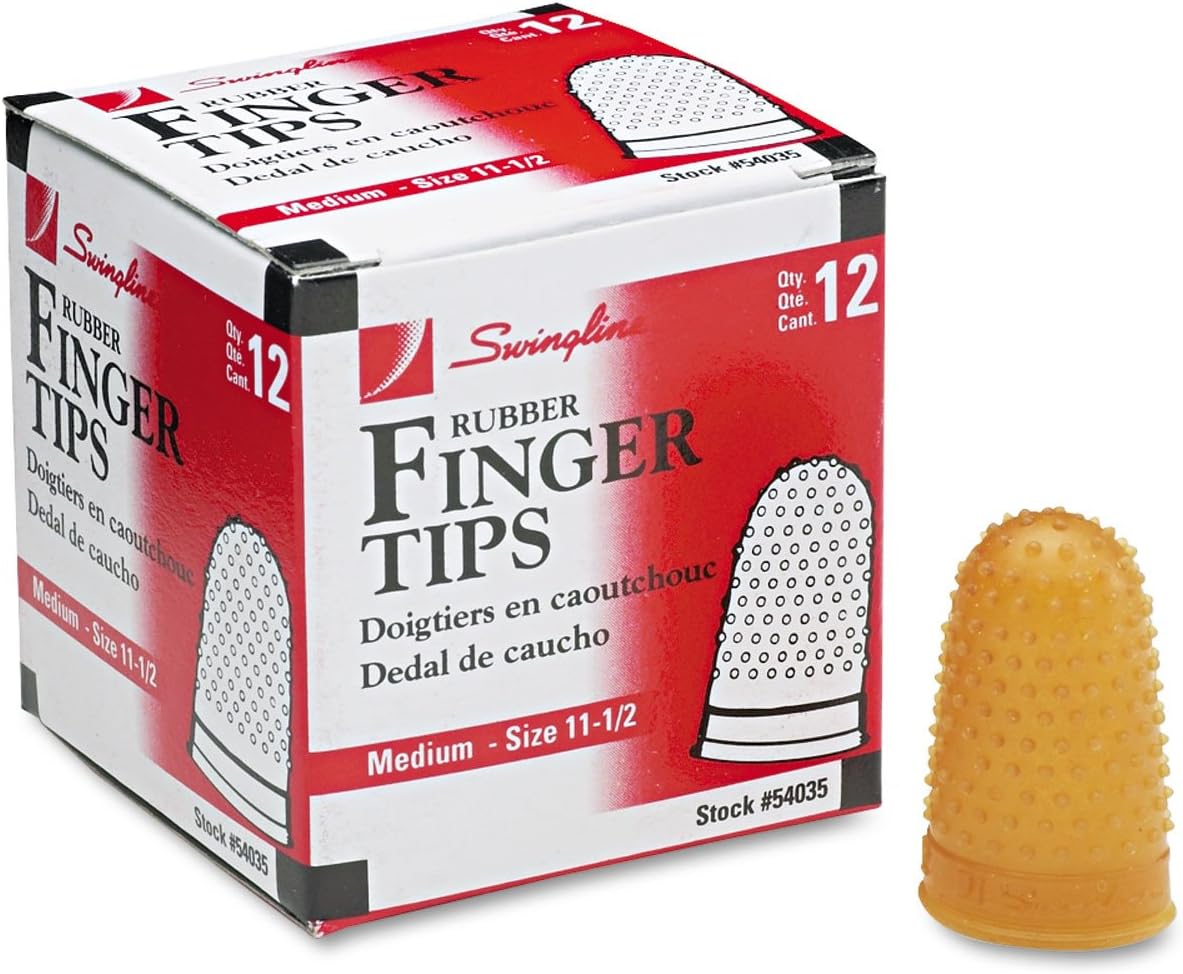 Swingline 54035 Rubber Finger Tips, Medium, 5/8-Inch Diameter, 12/BX, Amber