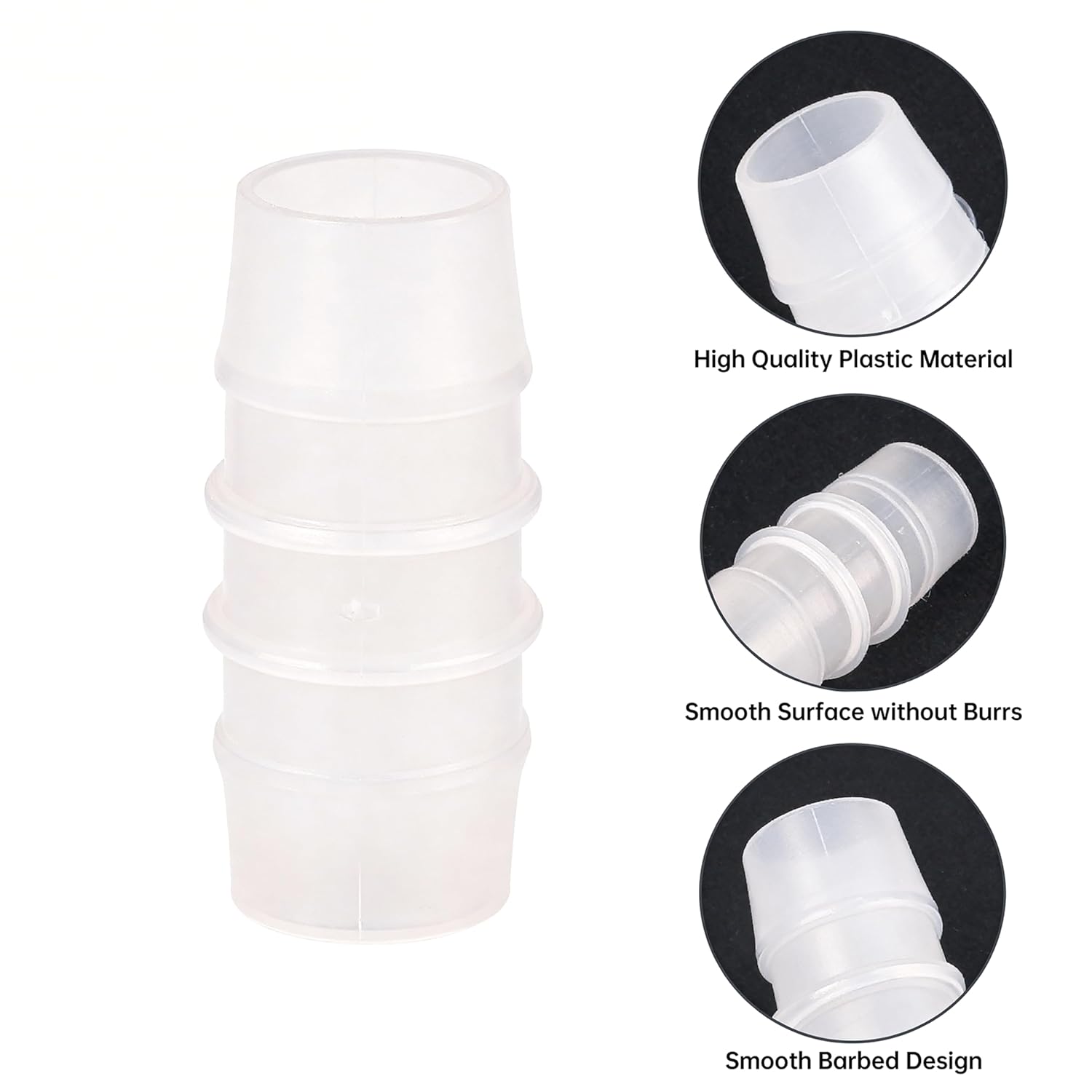 Quickun Plastic Hose Barb Fitting, 1/8" x 1/8" Barbed Splicer Mender Joint Adapter Union Fitting (Pack of 5) - Image 3