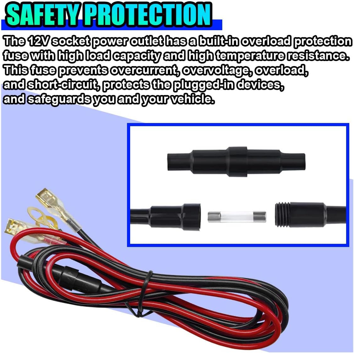 Cigarette Lighter Socket, DC 12V Car Power Outlet Socket Replacement, Waterproof Car Cigarette Lighter Adapter with Cover and Wiring Harness, Universal Auto Accessories for CarS, RV, Boat (1PC) - Image 6
