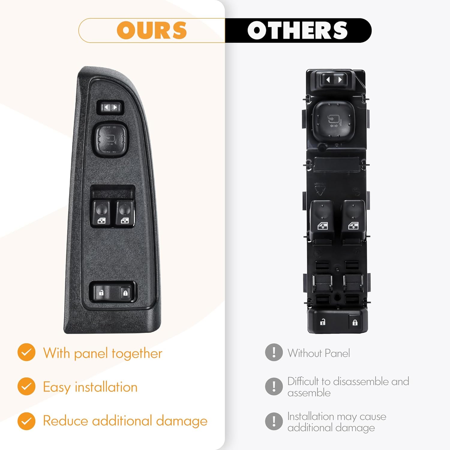ASOPARTS 15883322 Driver Side Power Window Switch and Black Bezel Assembly with Folding Mirror Switch Fit for 2003-2007 Chevrolet Silverado, 2003-2007 GMC Sierra 920-024 Replaces DWS-248 - Image 9
