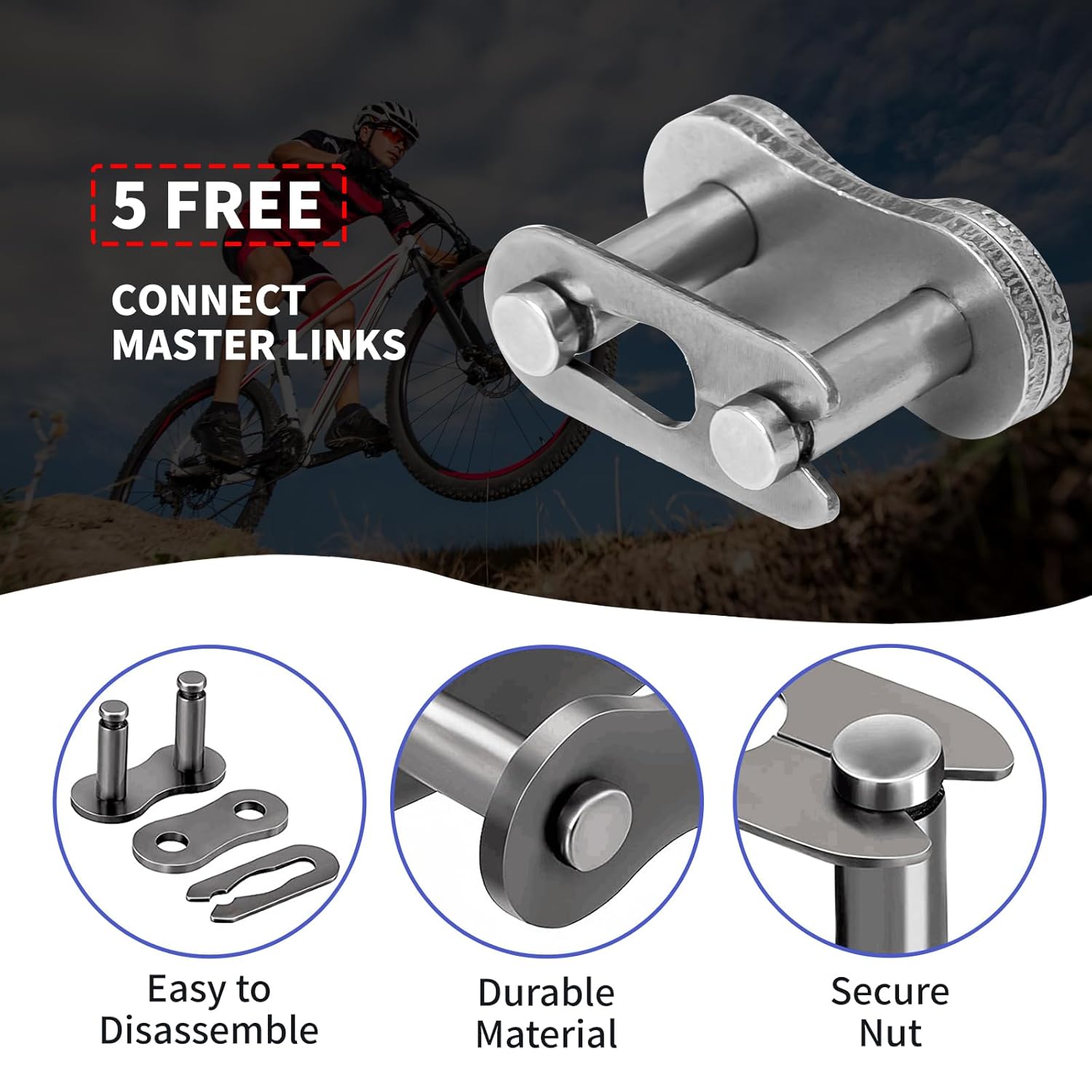 #35 Roller Chain, 3 Feet 35 Chain with 5 Master Links, Chain Breaker- Carbon Steel Chain for Mini Bike, Go Kart, Motorcycle, Scooter, Bicycle, Home and Industrial Machinery - 96 Links - Image 3