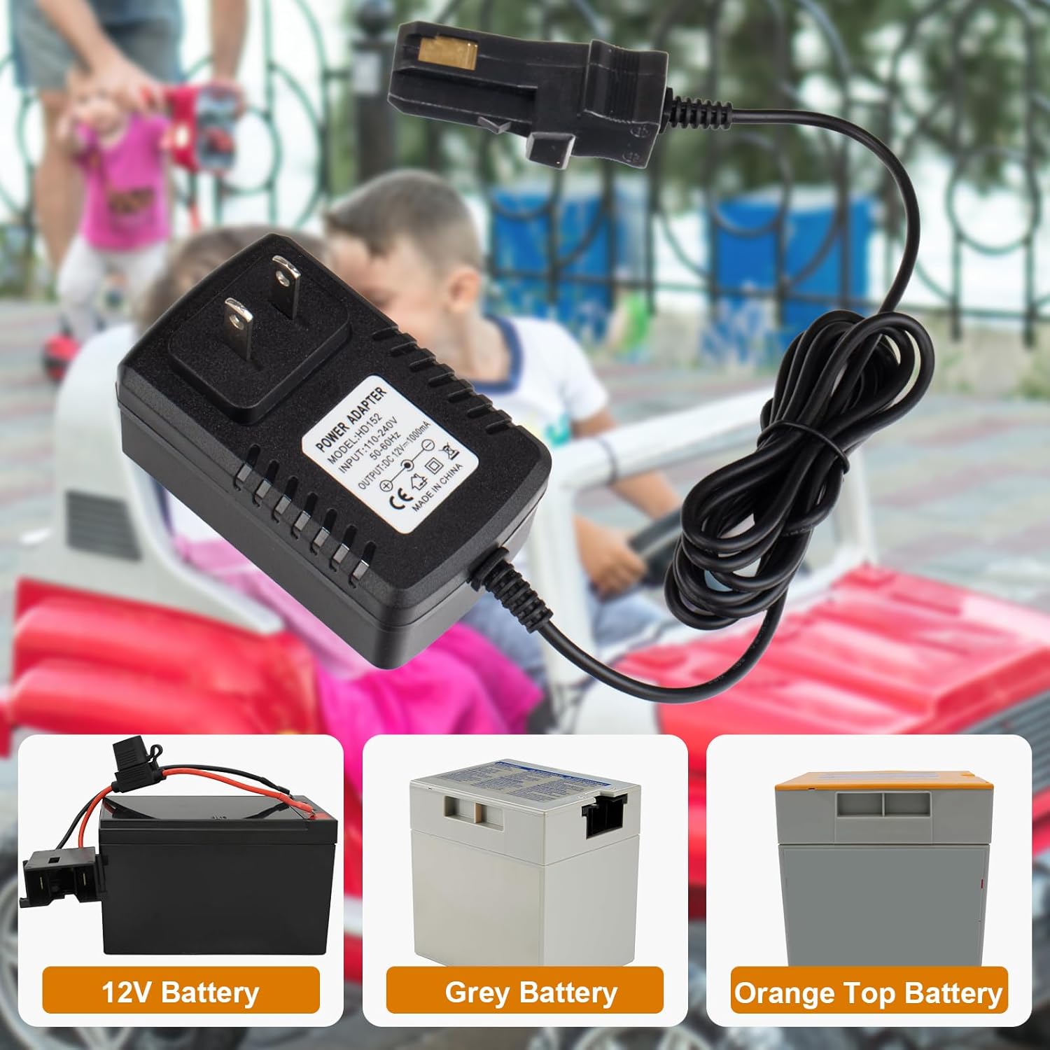 12V Battery Charger Replacement for Power Wheel Battery Charger for All Power Wheels 12 Volt Charger for Fisher-Price for Power Wheels Gray Battery and Orange Top Battery - Image 7