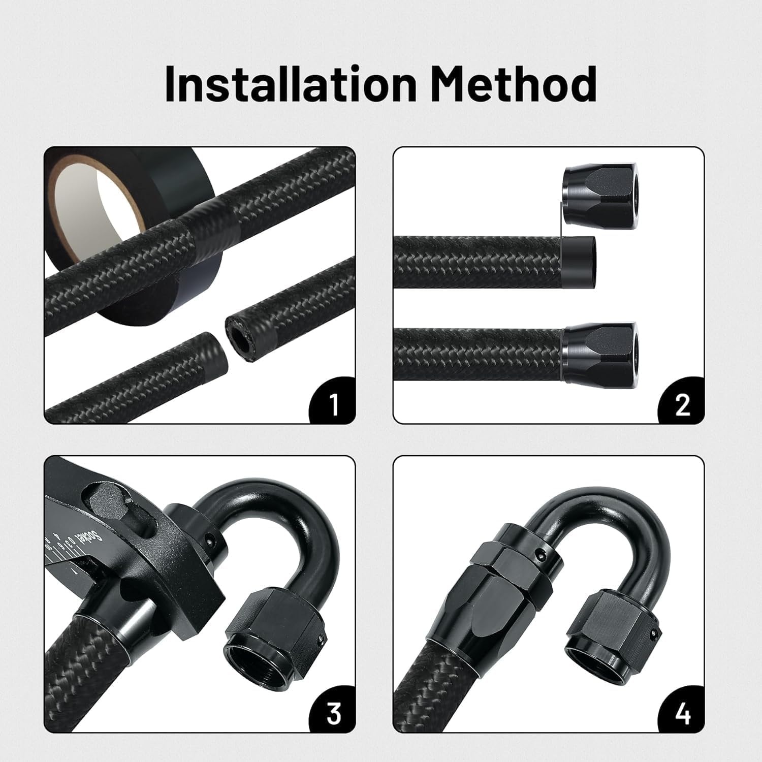 EVIL ENERGY 4AN Fuel Line Kit, 4AN Nylon Braided Fuel Line Hose Fitting Kit CPE 10FT Black - Image 6