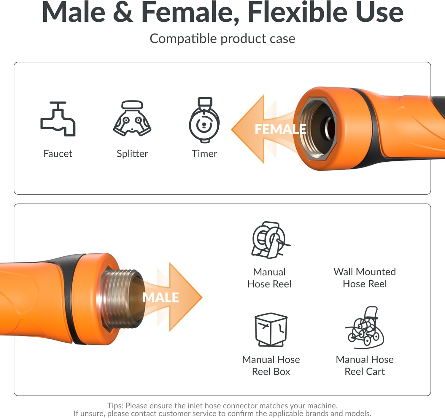 Giraffe Tools 3ft x 5/8" Short Leader Hose, Flexible & Lightweight Hybrid Garden Water Hose, Heavy Duty Hose with Swivel Handle, Male to Female Fittings - Image 2