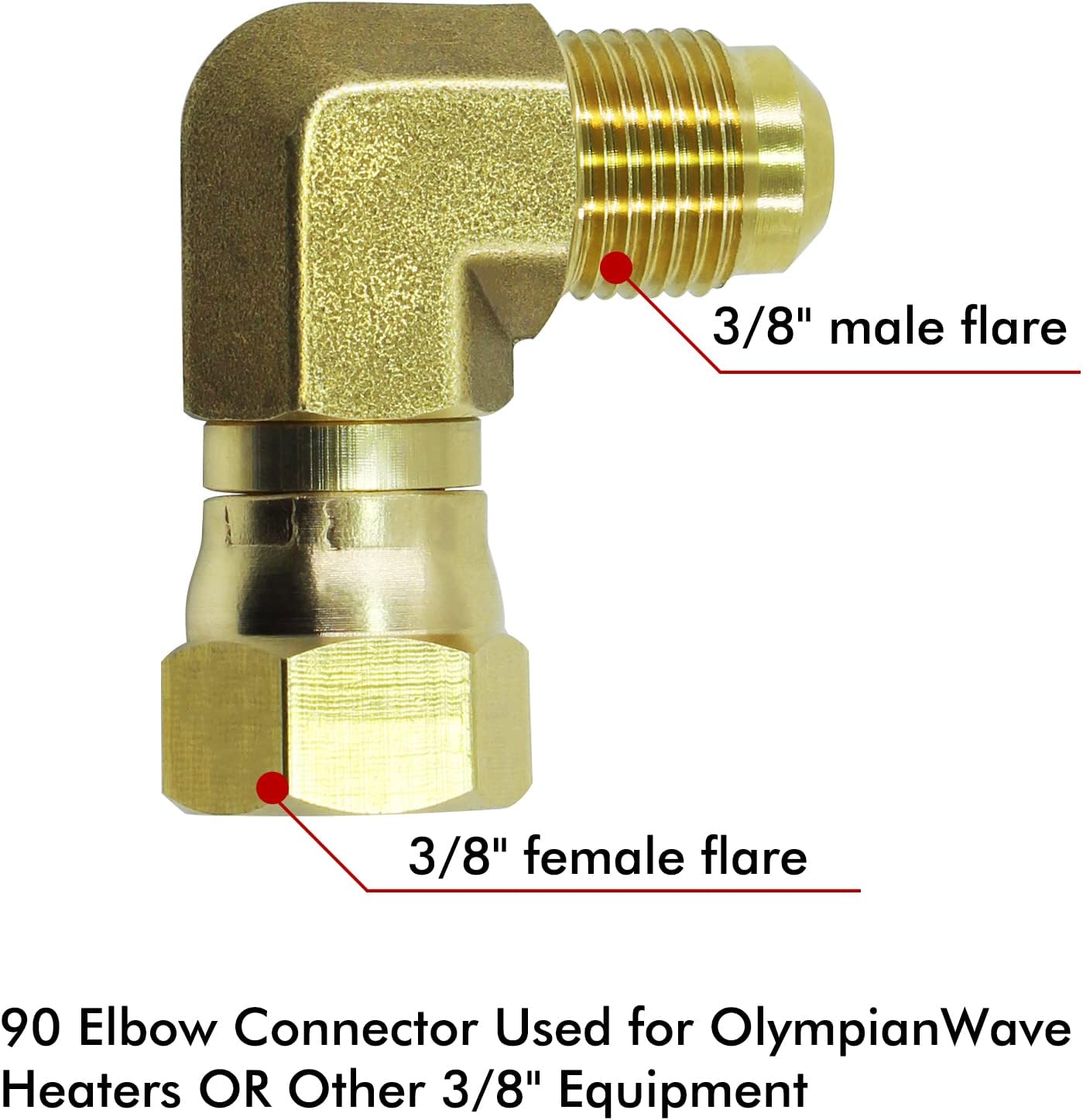 MENSI Propane Gas Water Oil 90 Degree Elbow Connector Coupling Fittings For BBQ Grills, Olympian Wave Heater Replacement For Camco 57633 (3/8" female swivel flare x 3/8" male flare) - Image 6