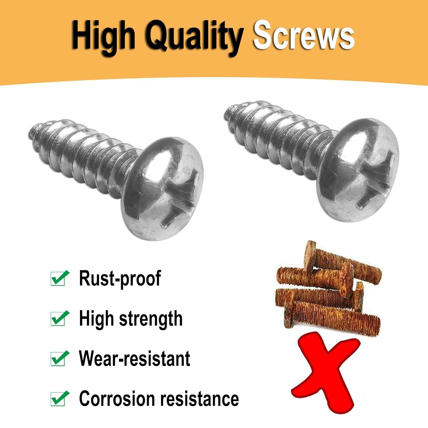 BGGTMO Chrome License Plate Screw Caps - Silver Screw Covers with M6 (1/4 Inch) Stainless Steel Self-Tapping Screws, Rustproof Car Tag Hardware Fastener Kit - Image 4