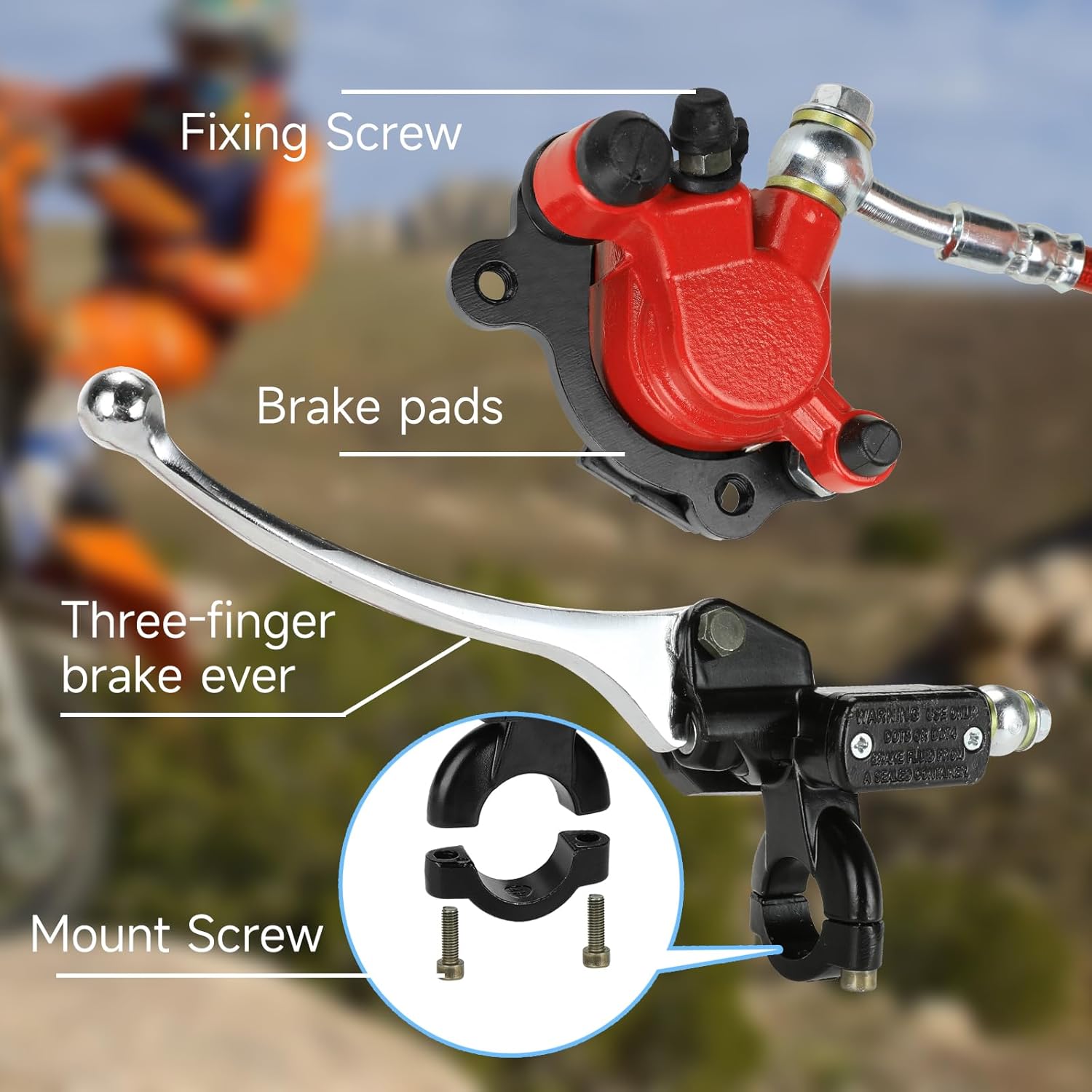 FVRITO Upgraded Mini Bike Hydraulic Disc Brake Kit for Baja DB30 Doodle Bug Blitz Dirt Bug Racer 97cc 79cc Predator 2.8hp Engine with 180mm Brake Disc Rotor Master Cylinder Caliper Pads Assembly Parts - Image 8