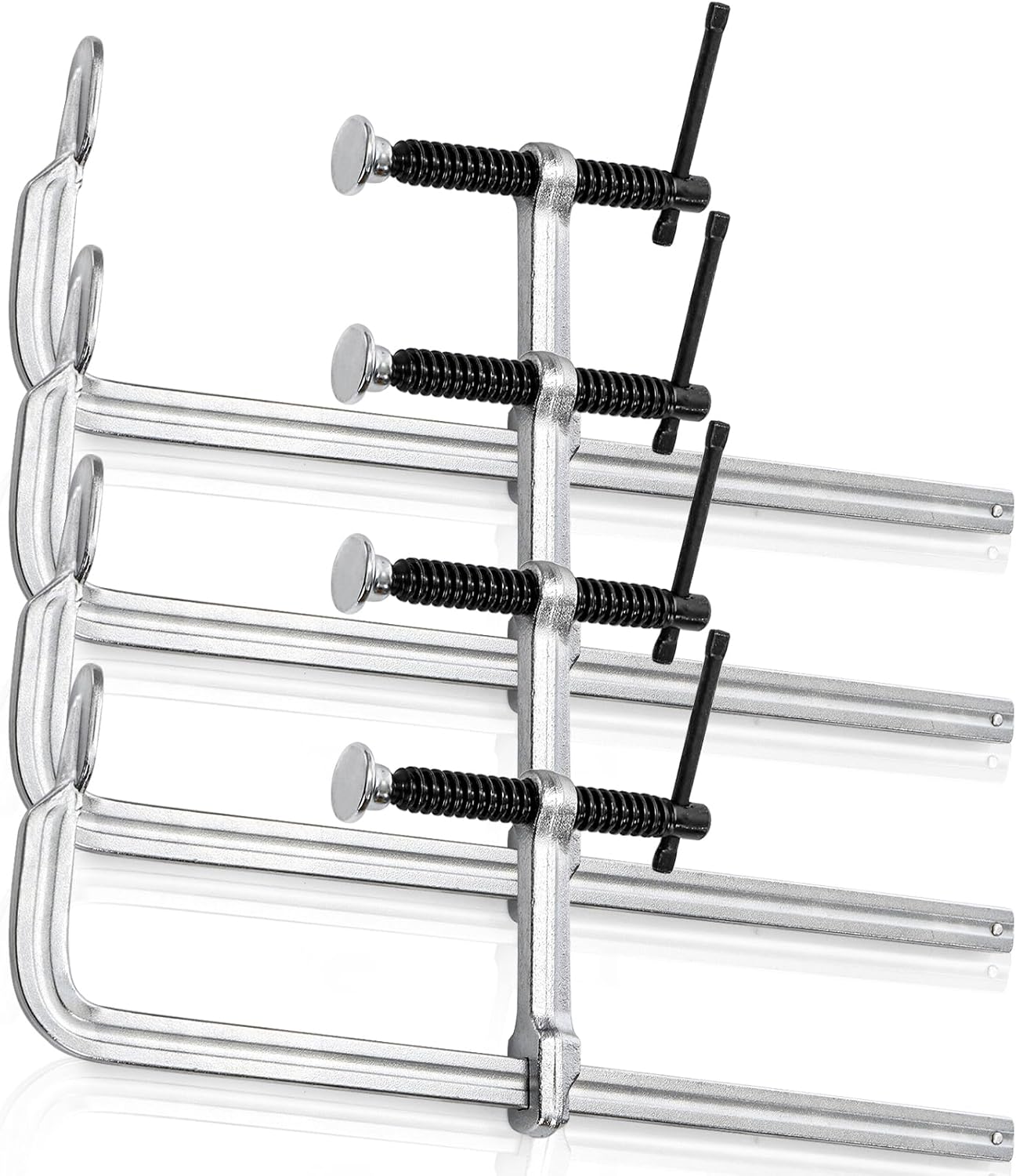 SOUJOY 4 Pack Bar Clamp for Welding, 12 Inch F Clamp, Light -Duty Steel Drop Forged Bar Clamps with Max 450Lbs Load Limit for Welding, Woodworking, Metal working, DIY and Crafts