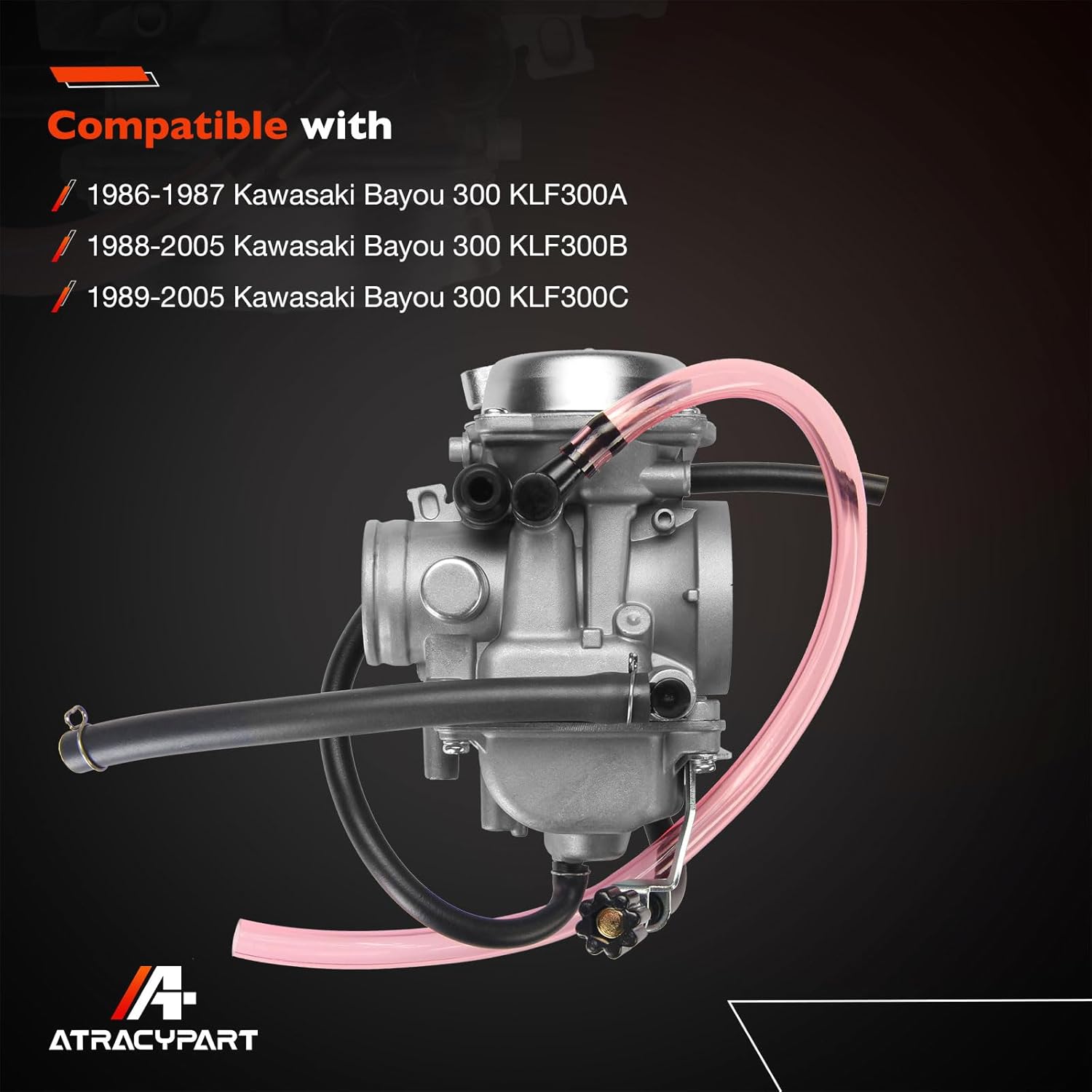 Carburetor Compatible with Bayou 300 KLF300 KLF 300 1986-1987 KLF300A, 1988-2005 KLF300B, 1989-2005 KLF300C ATV Carb with Air Filter&Fuel Gas Petcock Valve Switch - Image 2