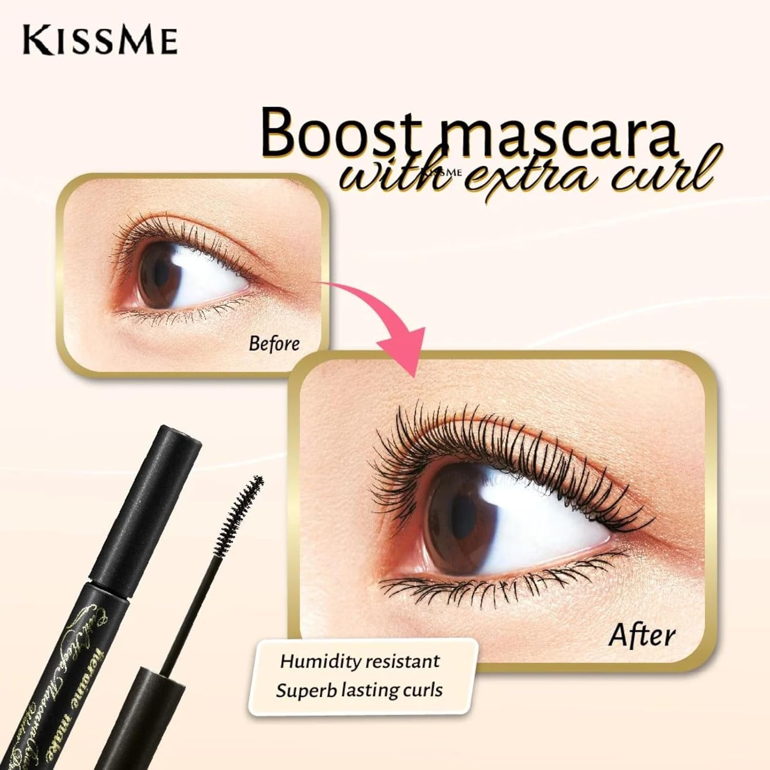 HEROINE MAKE by KISSME Mascara Base for Curl, Volume and Length, Clear MASCARA Primer with Argan Oil, Camellia Oil & Squalane, Transparent Type, Ideal Alone or Under Mascara, Made in Japan, CLEAR 1 EA - Image 3