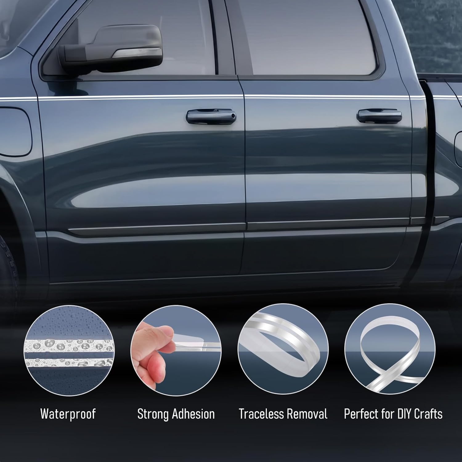 2 Rolls 32Ft Car Pinstripe Tape, Automotive Pinstriping Tape Stickers Vinyl DIY Stripes Pinstripe Emblems Trim Decals for Car, SUVs, Pickups, Motorcycle and Boat, Racing Stripes (Silver) - Image 3