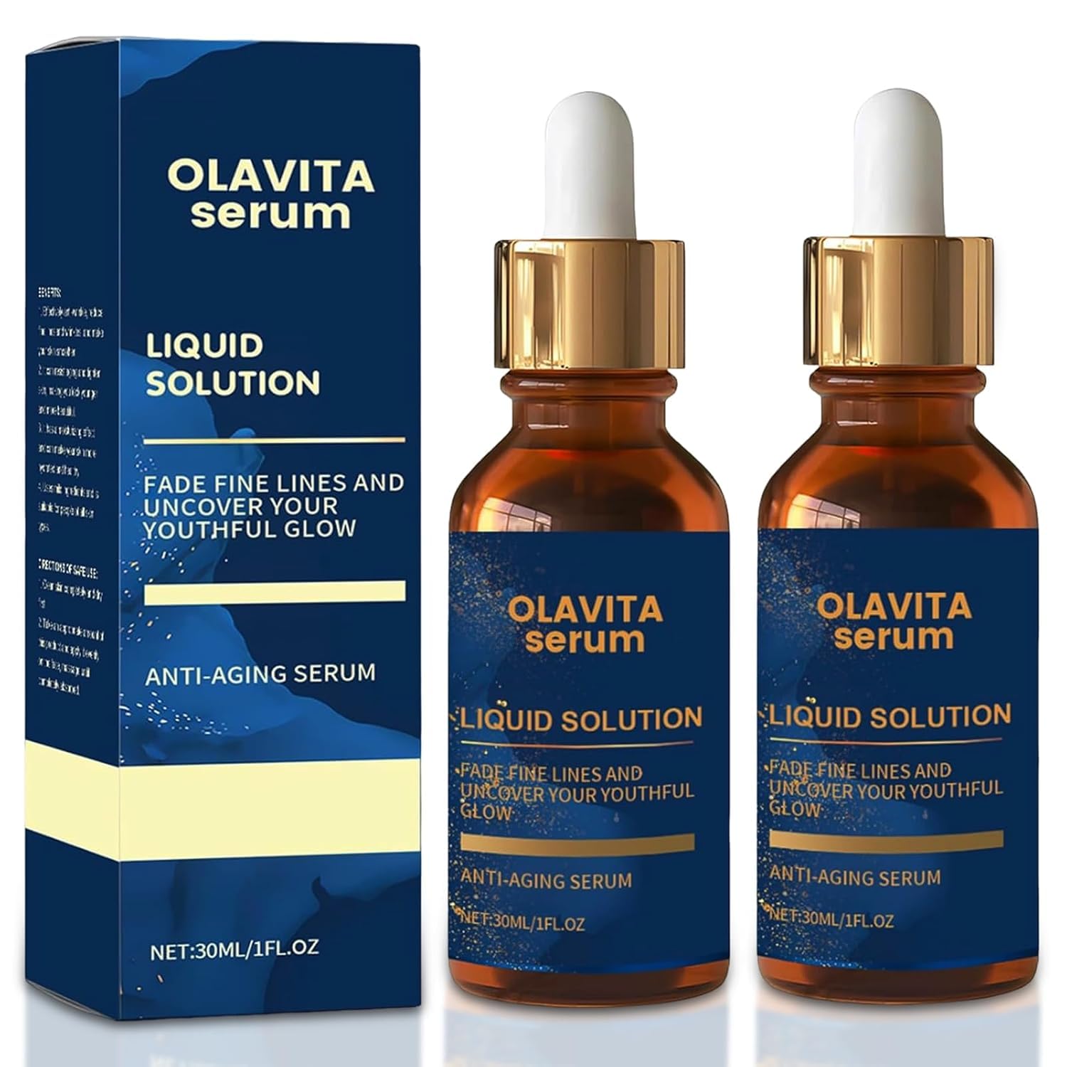 Olavita Liquid Solution Anti Aging Serum, Olavita Serum Facial, Vitamin C & E Serum, Promotes Skin Collagen Production, smoothes wrinkles and fine lines (2PCS)