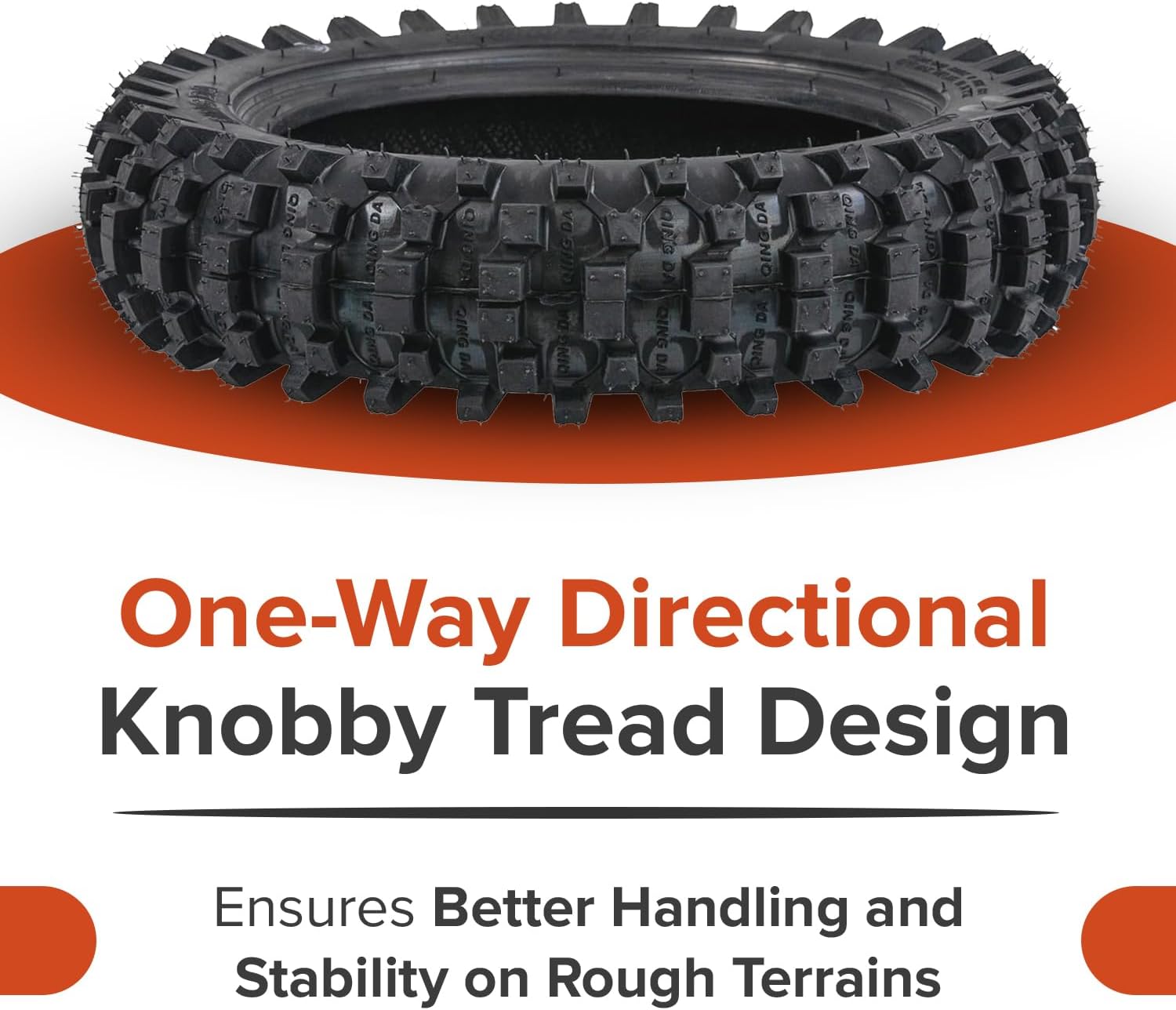 AlveyTech 3.00-10 Dirt Bike Tire with QD015 Knobby Tread - Rear Tire Compatible with 10" Rims, Coolster QG-214X-W125 and XR-2, and Engine Sizes 49, 50, & 70cc, Baja Motorsports, Honda, & Yamaha Bikes - Image 4