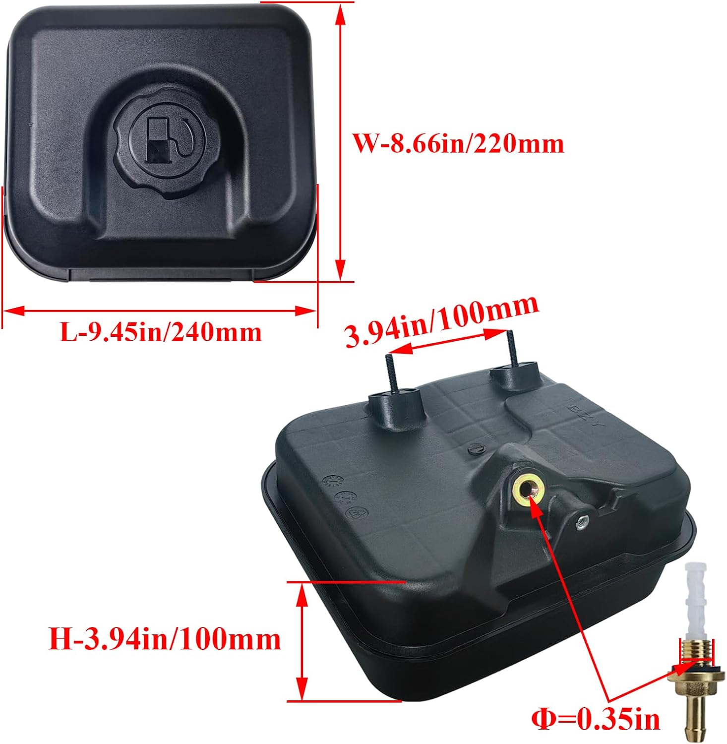 WOTIAN Gas Fuel Tank Compatible with GX160 GX200 5.5HP 6.5HP Harbor Freight Predator 212cc Engine Anti-vibration HDPE Never Rust Oil Tanks Replaces for 17510-ZE1-020ZA 17510-ZE1-030ZF - Image 3