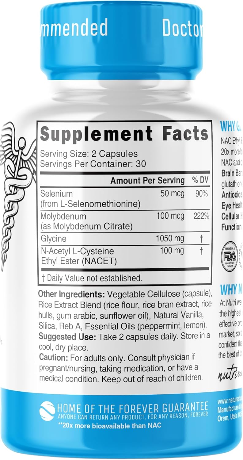GlyNAC-ET NAC Supplement N-Acetyl Cysteine Ethyl Ester - 20x More Bioavailable - Glycine & N-Acetylcysteine Ethyl Ester Anti Aging Supplement, Boost Glutathione, 60 Capsules - Nutri - 3rd Party Tested - Image 4