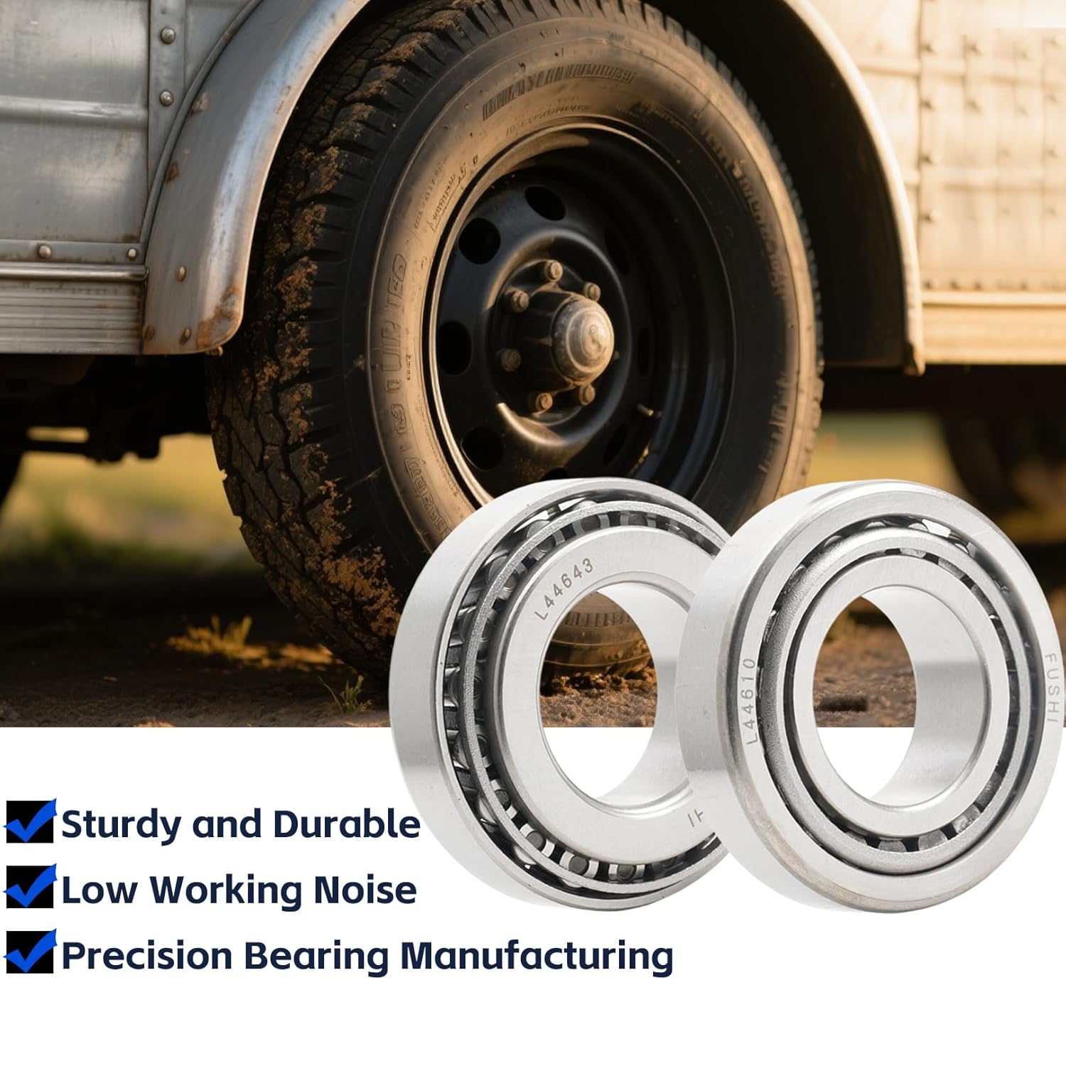 2 Set Fits for 1'' Axles Trailer Wheel Hub Bearings Kit, L44643/L44610,1.000" ID, 1.980" OD, 0.580" Width,12192TB Seal OD 1.980'',Dust Cover and Cotter Pin. - Image 5