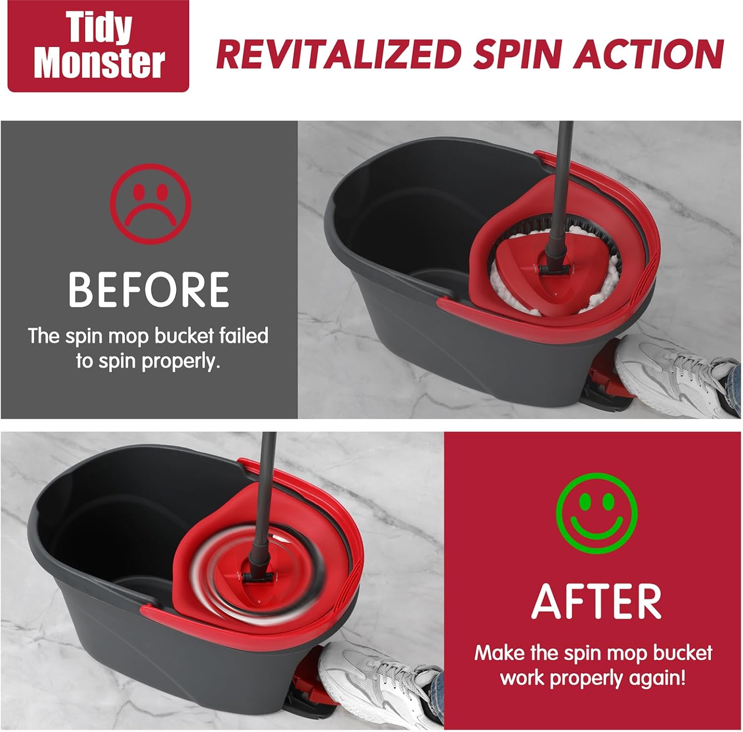 Pedal Bearing Replacement for OCedar Mop Bucket - Easy Fix for O-Cedar Easywring Bucket System. 2 Pack One Way Clutch Gear Sprockets Repair Compatible with 90% Rotation Mop Bucket on the Market. - Image 3