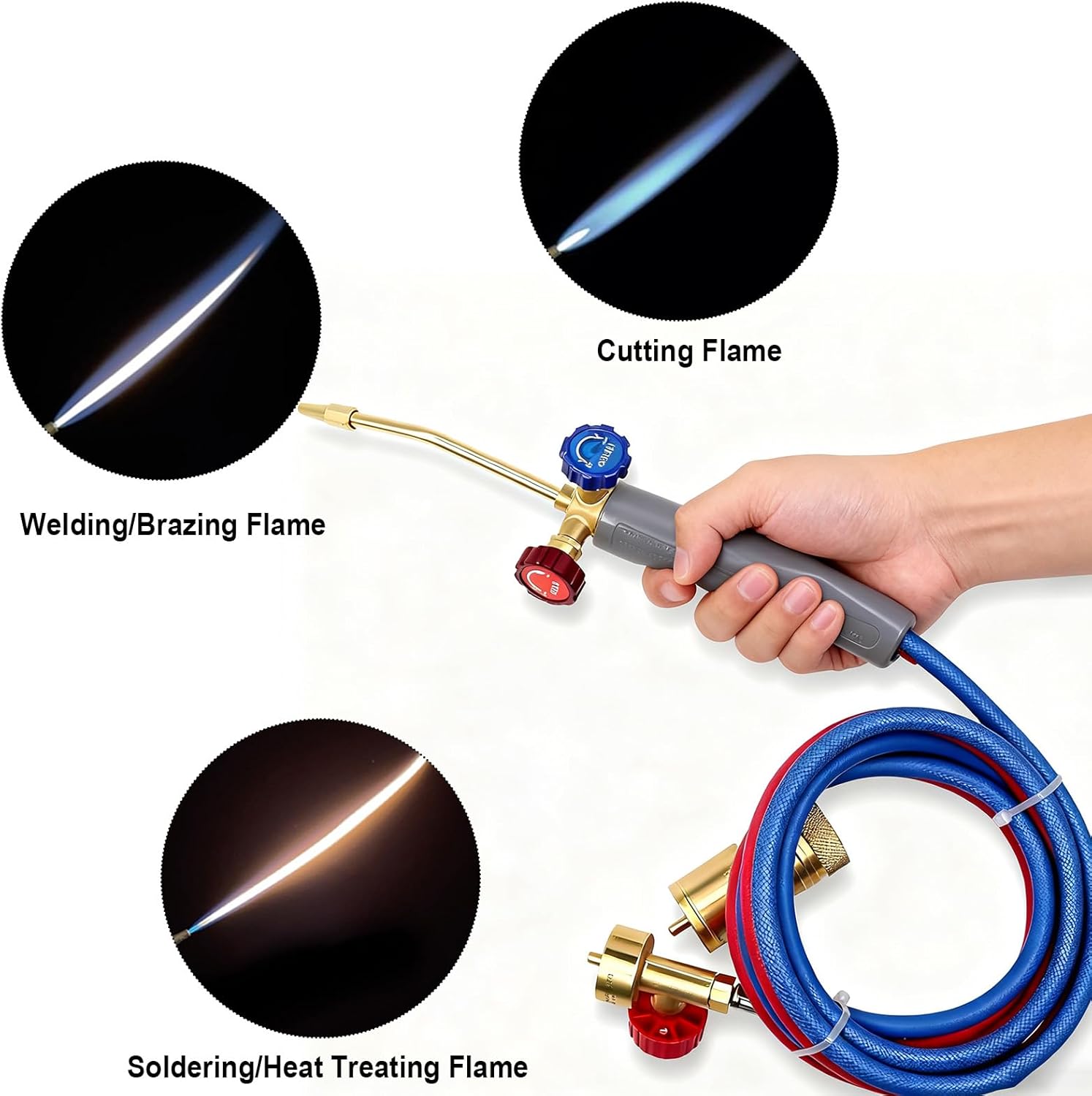 Oxygen Propane Torch Kit, Brass Brazing Torch Duel Fuel (Oxygen and MAPP PRO) for Soldering, Jewelry, HVAC, Glass Blowing Welding Gas Cutting Torch Kit - Image 3