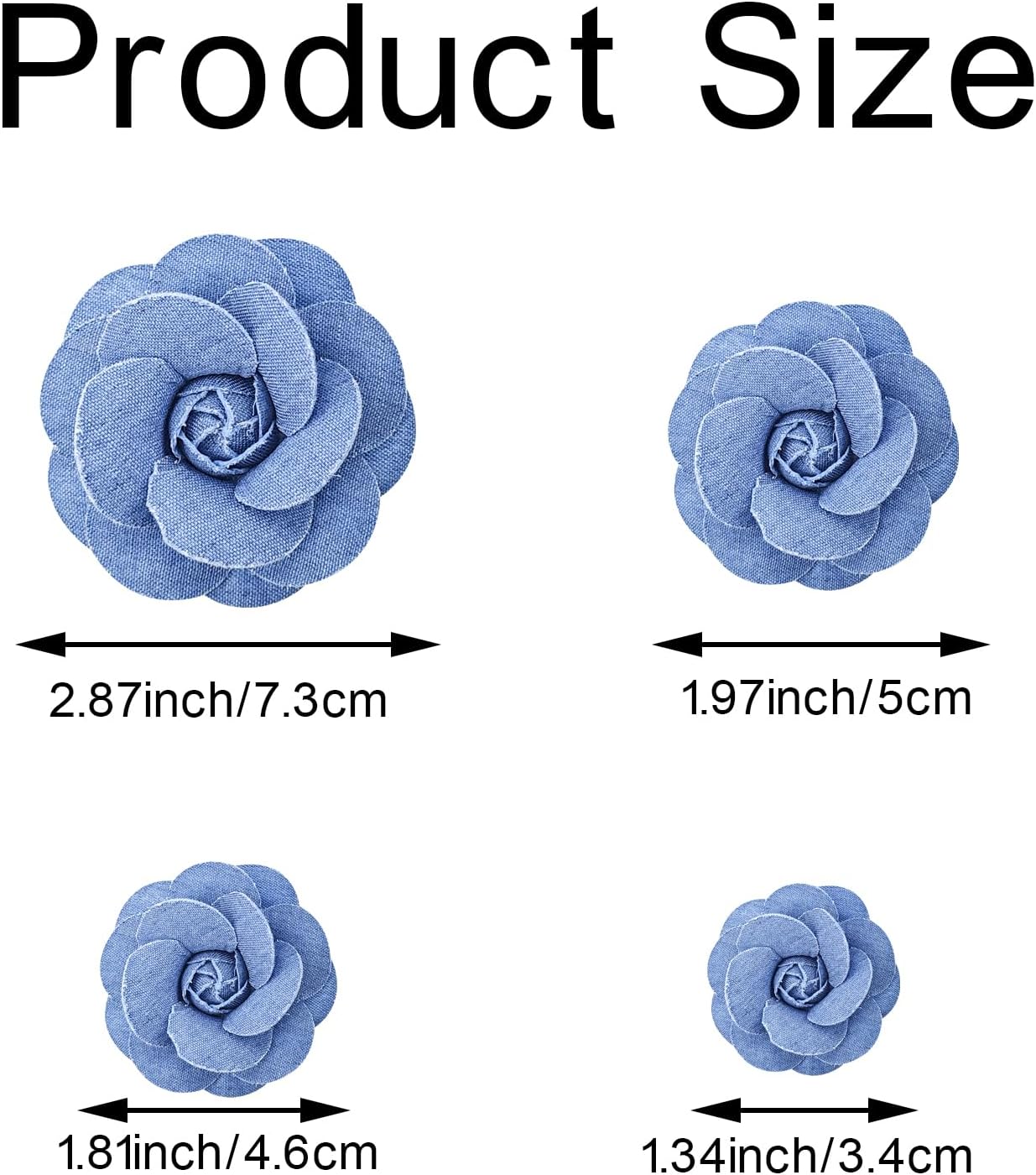 12PCS Fabric Flower Blue Denim Cloth Flowers Denim Ribbon Fabric Flowers for Dresses Decoration DIY Crafts - Image 2