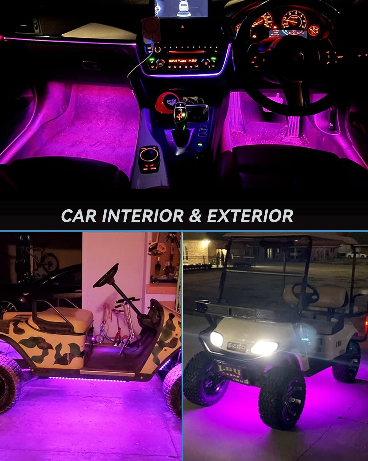 Car Led Strip Lights 24" Connectable 12V Led Light Strip for Cars Golf Cart Boat Marine Motorcycle Interior & Exterior Waterproof Strip Pink, 4Pack - Image 7