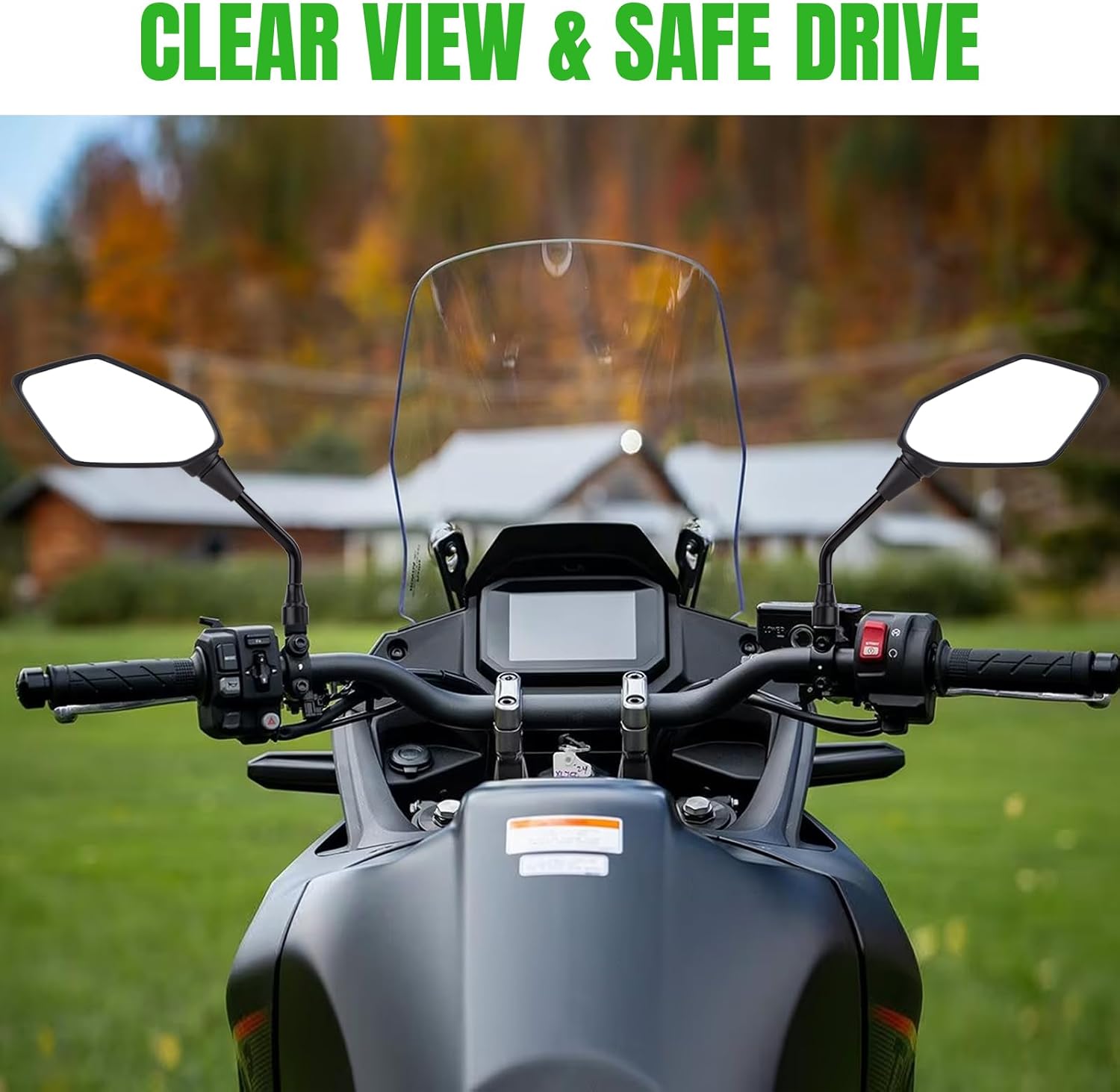 CICMOD Motorcycle Mirrors Rear View Side Mirror for Scooter, ATV, Dirt Bike, Cruiser, Snowmobile, with M8 M10 Threaded Bolts, 7/8" Handlebar Mirror Mount - Image 3
