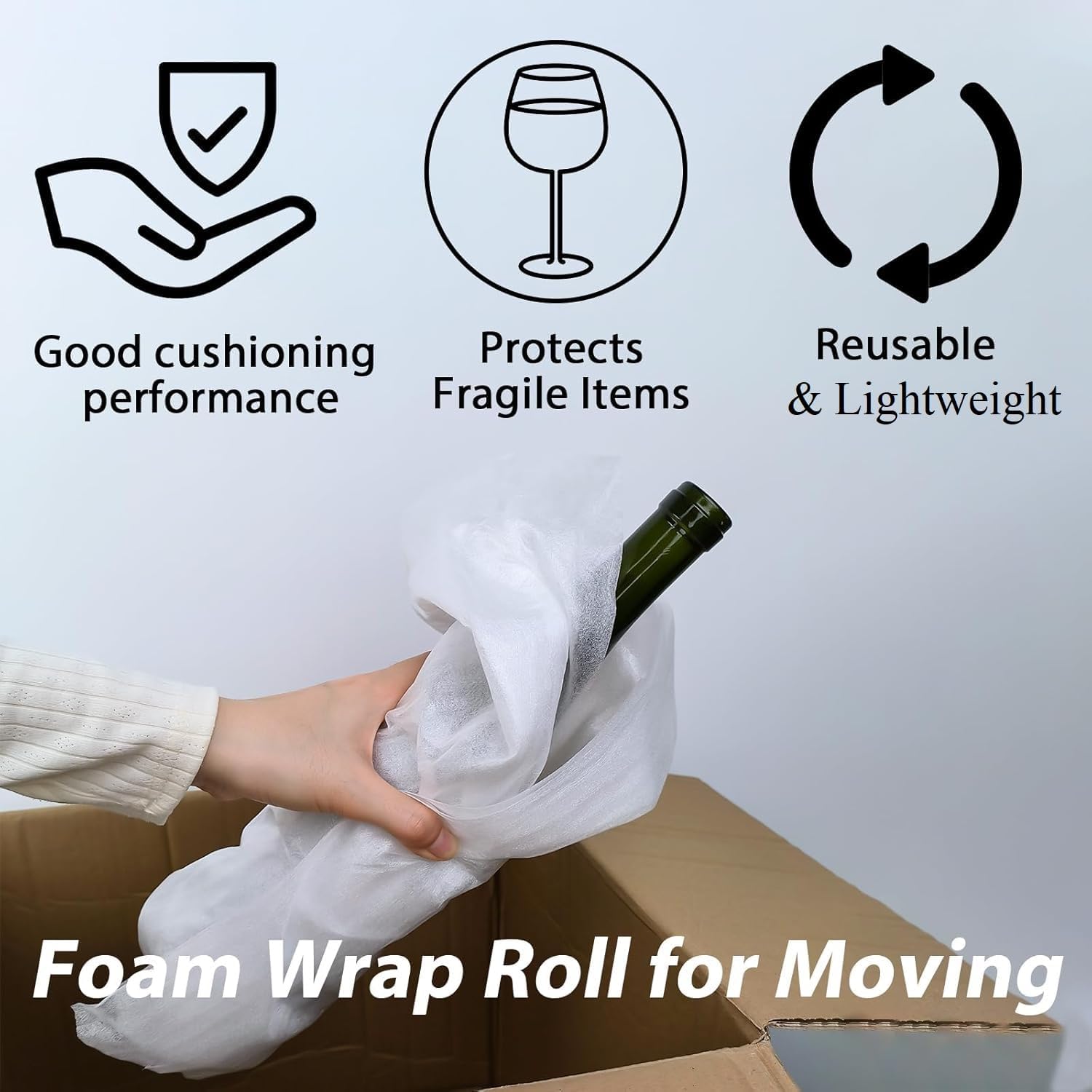 Foam Wrap Roll 10 Inch Wide x 50 FT Length Packing Foam Roll for Moving Supplies and Protection for Fragile, Cushioning Foam Packing Sheets for Wrapping Dish Packing Material - Image 5