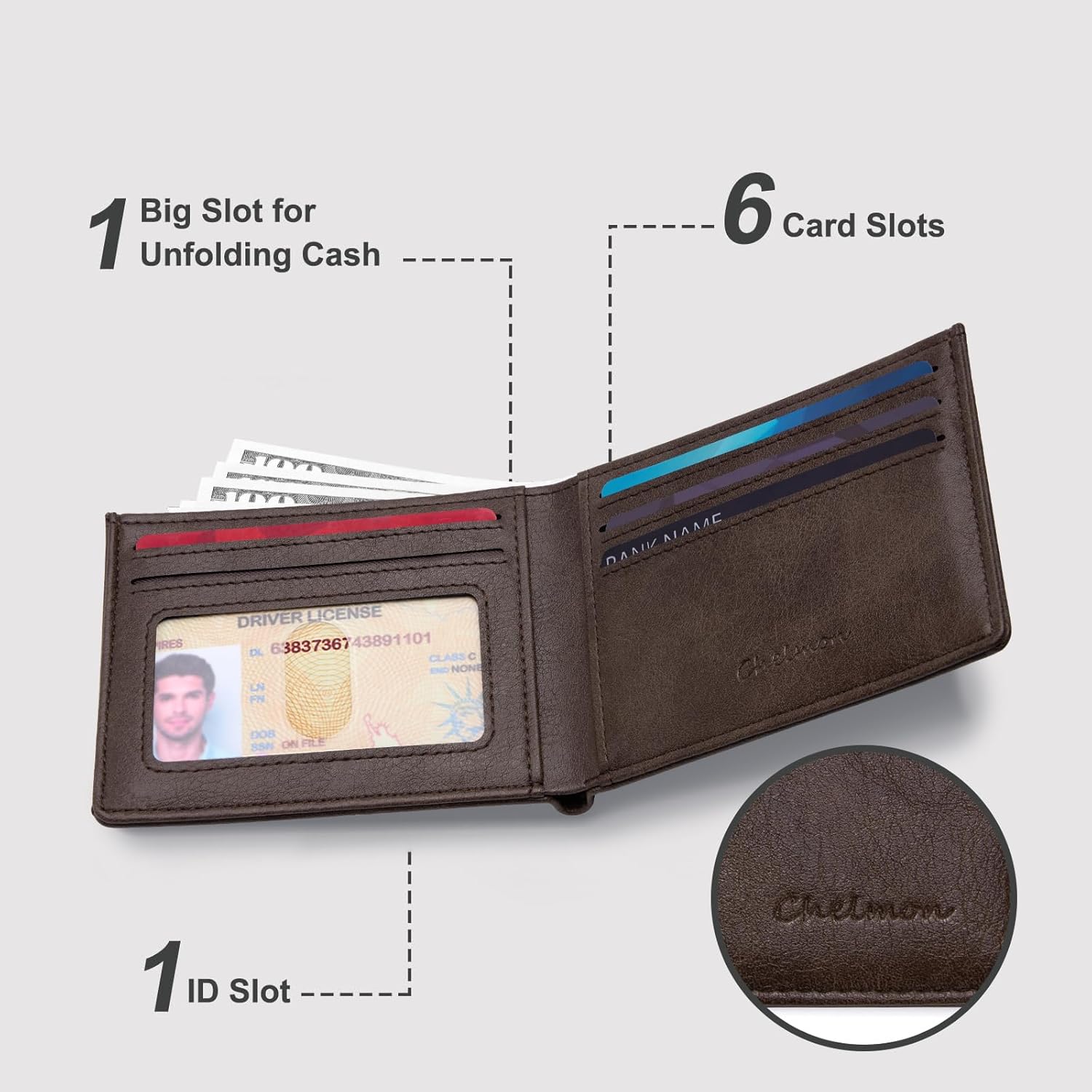 Chelmon Slim Wallet for Men ID Window with RFID Blocking Front Pocket Minimalist Bifold Bussiness Card Holder Gift for Men - Image 2