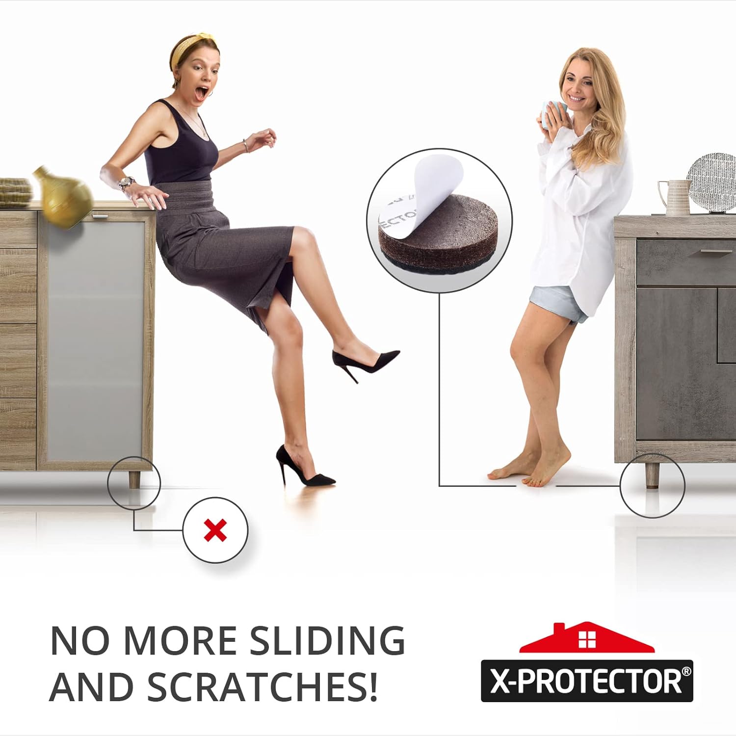 X-PROTECTOR Non Slip Furniture Pads - 8 pcs Premium Furniture Grippers 2"! Self-Adhesive Rubber Feet Furniture Feet - Ideal Non Skid Furniture Pad Floor Protectors - Keep Furniture in Place! - Image 6