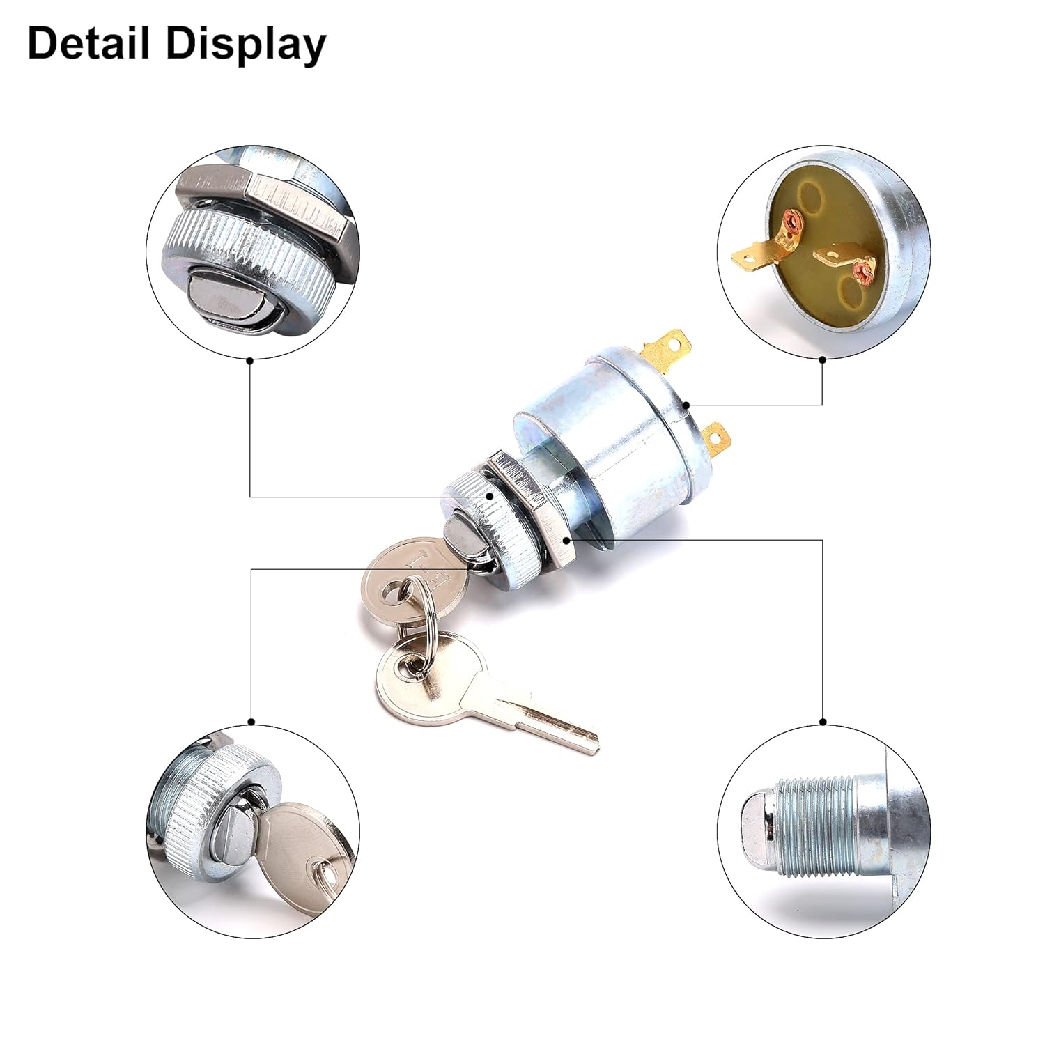 10L0L Golf Cart Starter Ignition Key Switch for EZGO Electric Golf Cart 17421G1, 2 Terminal Prongs - Image 4