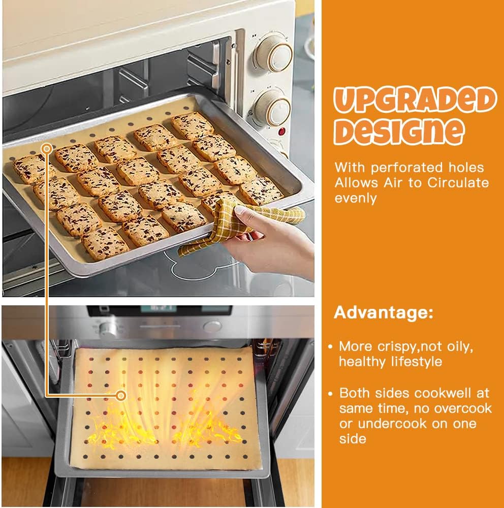 Air Fryer Disposable Parchment Paper Liners: 150pcs Airfryer Liners 9x11 Inch Perforated Rectangular Paper Sheets Basket Liner Accessories For Toaster Oven Xl Air Fryer - Image 3