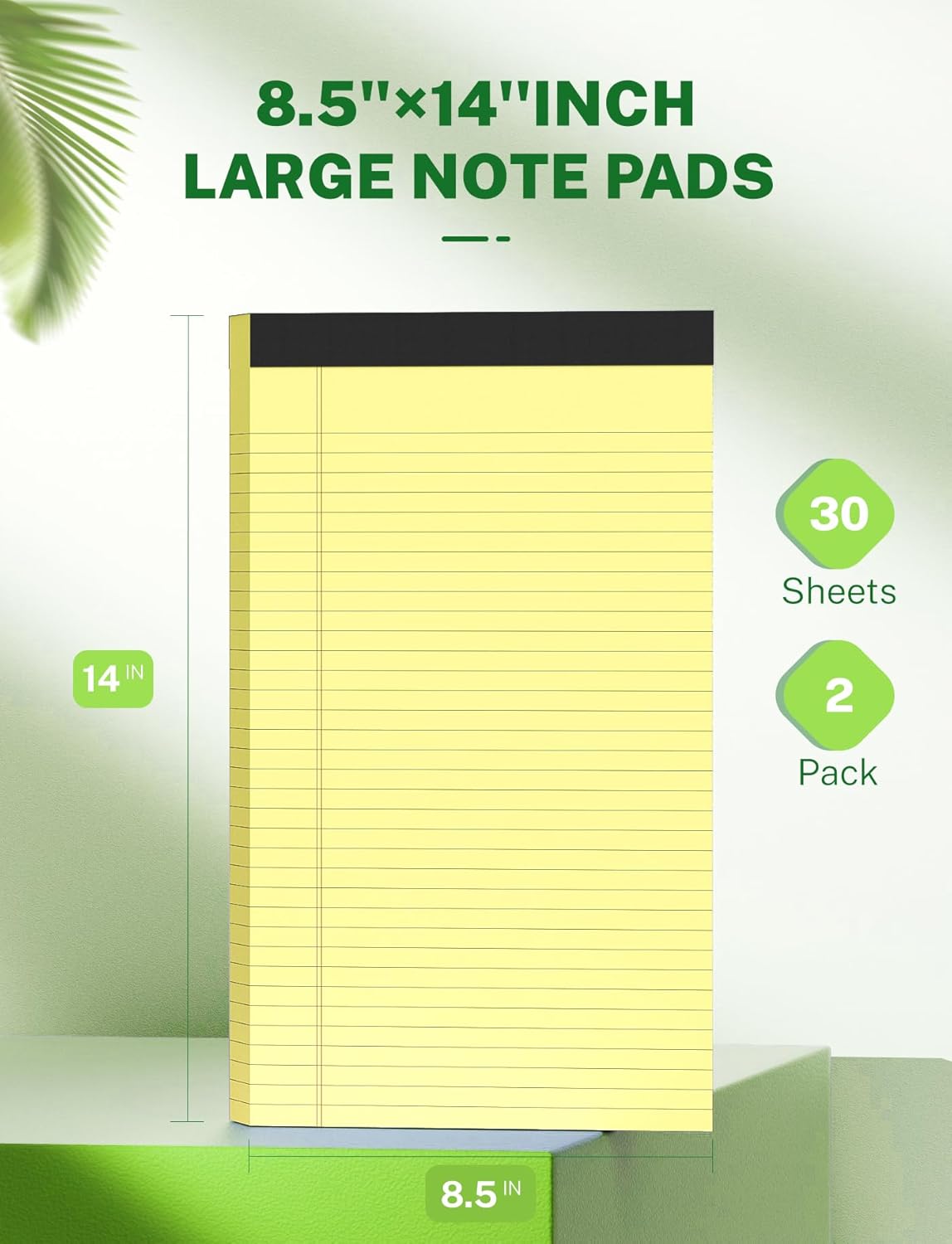 Zaviko Legal Pads 8.5 x 14, Wide Ruled Legal Pads, 12 Pack Yellow Paper 8.5 x 14, 30 Sheets per Notepad, Large Writing Pad for Office Supplies, College, Micro Perforated Lined Writing Pads, 70 GSM - Image 2