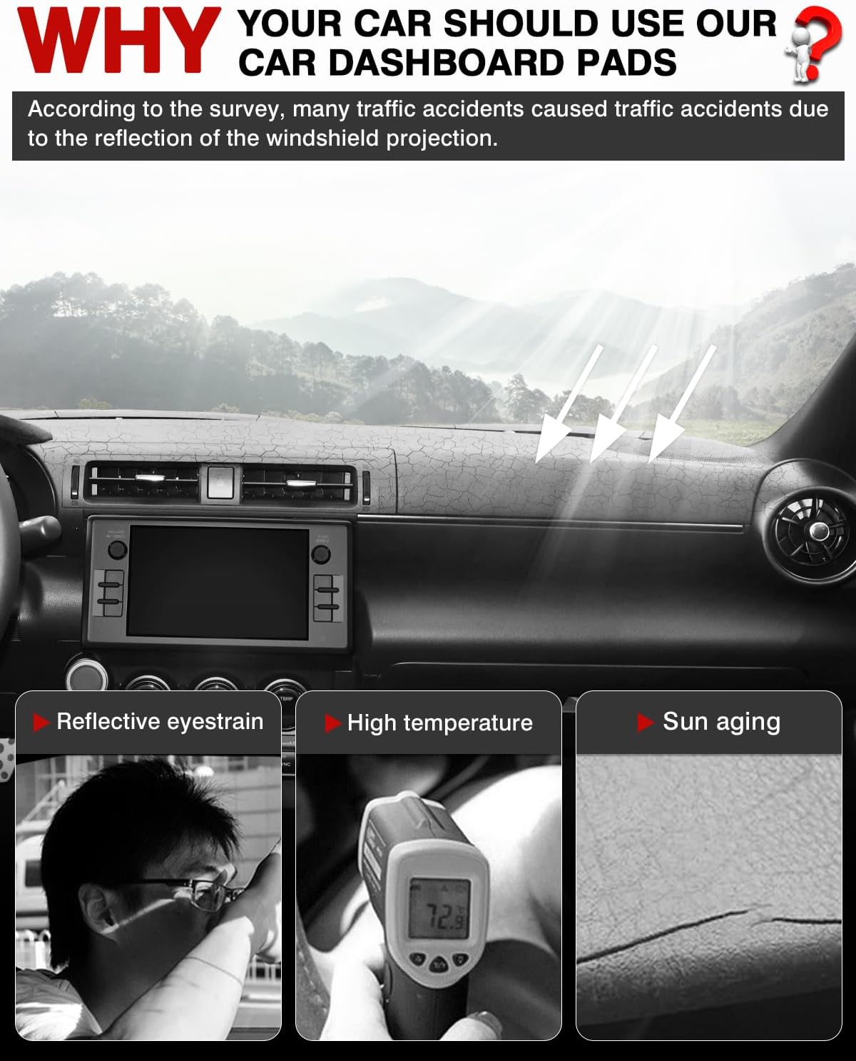 Autorder Dashboard Cover Mat for Toyota GR86/Subaru BRZ 2022-2025 2026 Accessories Dash Cover Flannel Dash Mat Sunshade Glare UV Rays Protector - Image 2