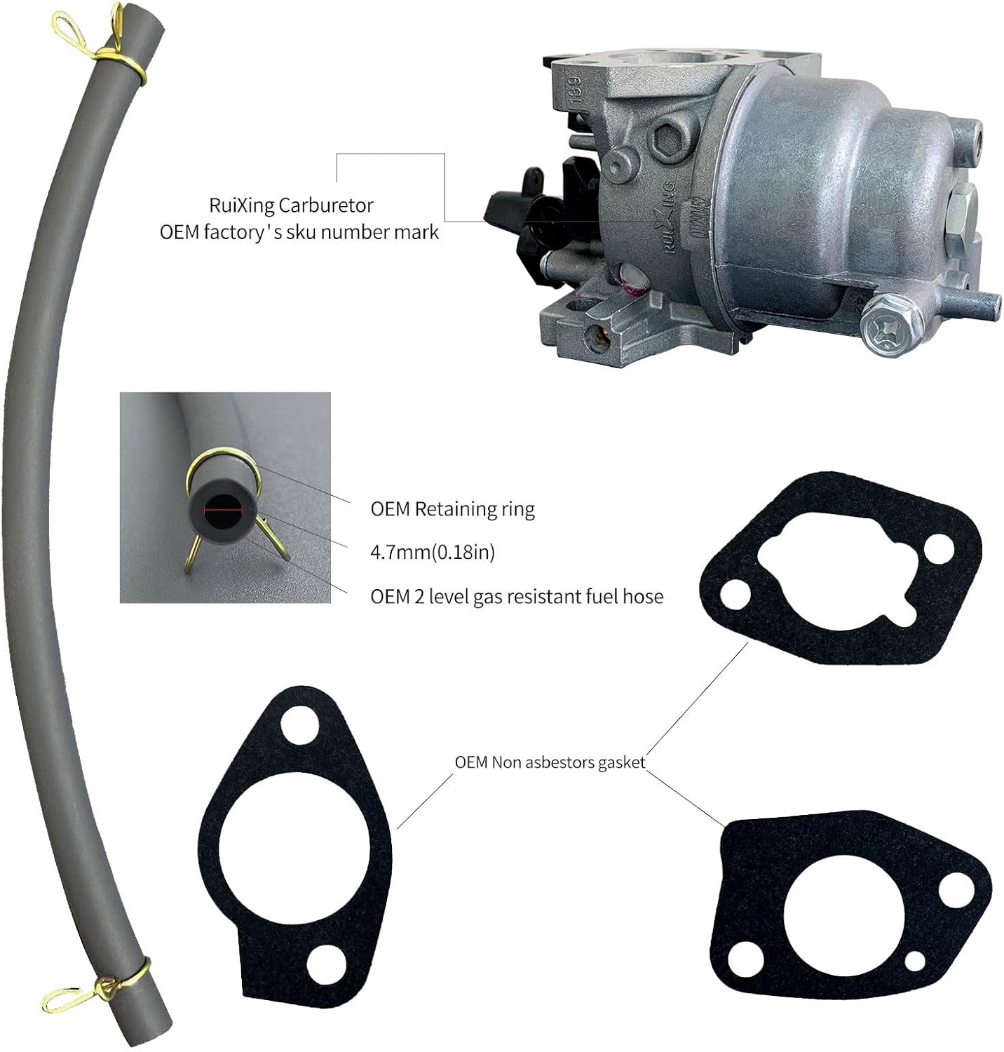 Ruixing OEM 0J58620157 Carburetor for Generac GP5500 GP6500 GP7500E GP5000 GP6000 GP6500E RS5500 GP7500 GP8000 GP8000E 8125W 389cc 420cc Portable Generator 0G8442A111 0G8442A112 0G8442D110 - Image 6