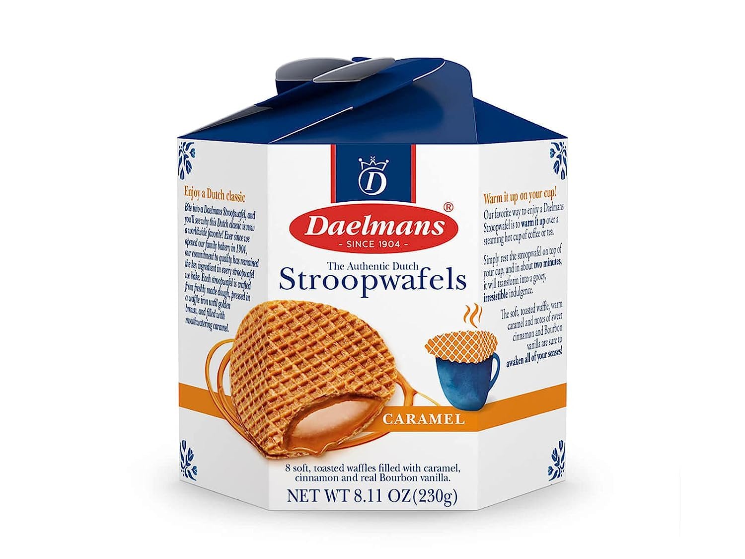 DAELMANS Caramel Stroopwafels - Authentic Soft Toasted Dutch Waffles, Cinnamon, Bourbon Vanilla, Certified Kosher Dairy - 8.11 Ounce (Pack of 1)