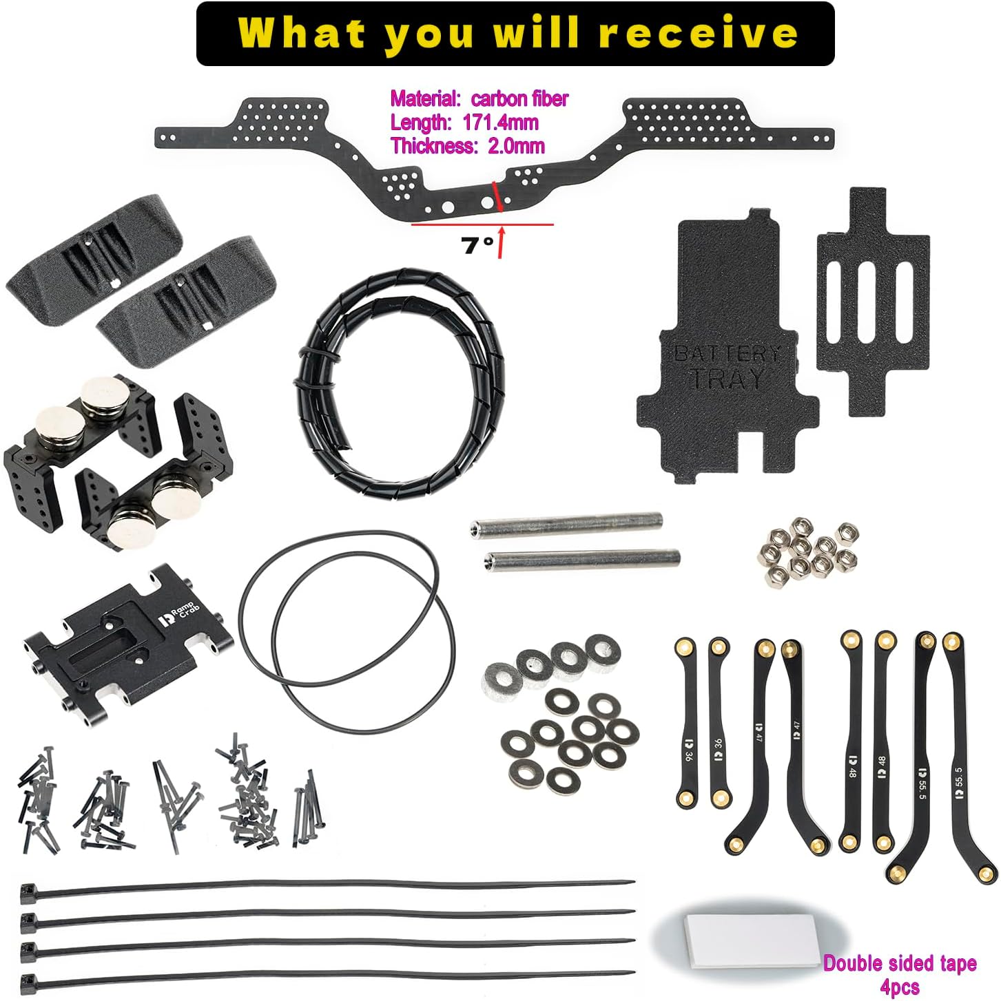 Carbon Fiber Chassis Kit for SCX24, 7° Angled Skid, LCG Chassis Kit for SCX24 C10, JLU, Base Camp, Bronco, Upgrade Part - Image 5